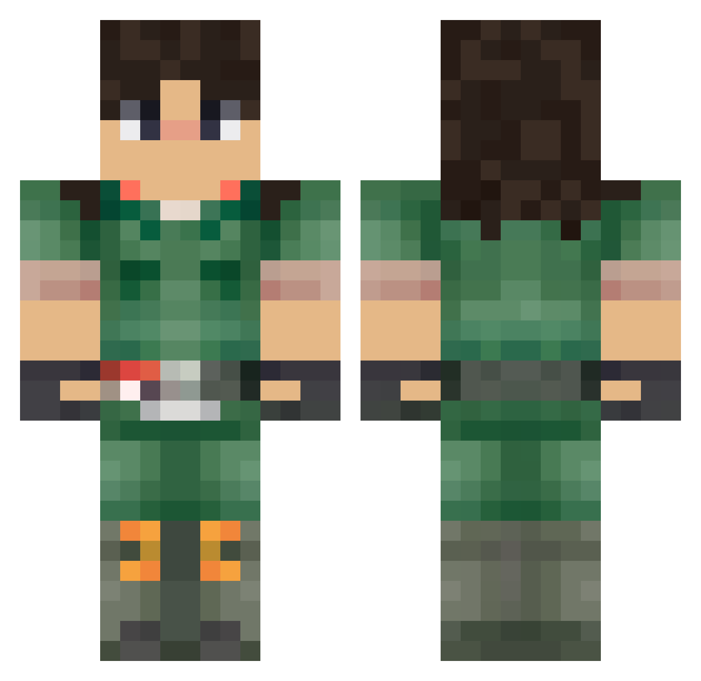 MeningLinus Minecraft skin, front and back view