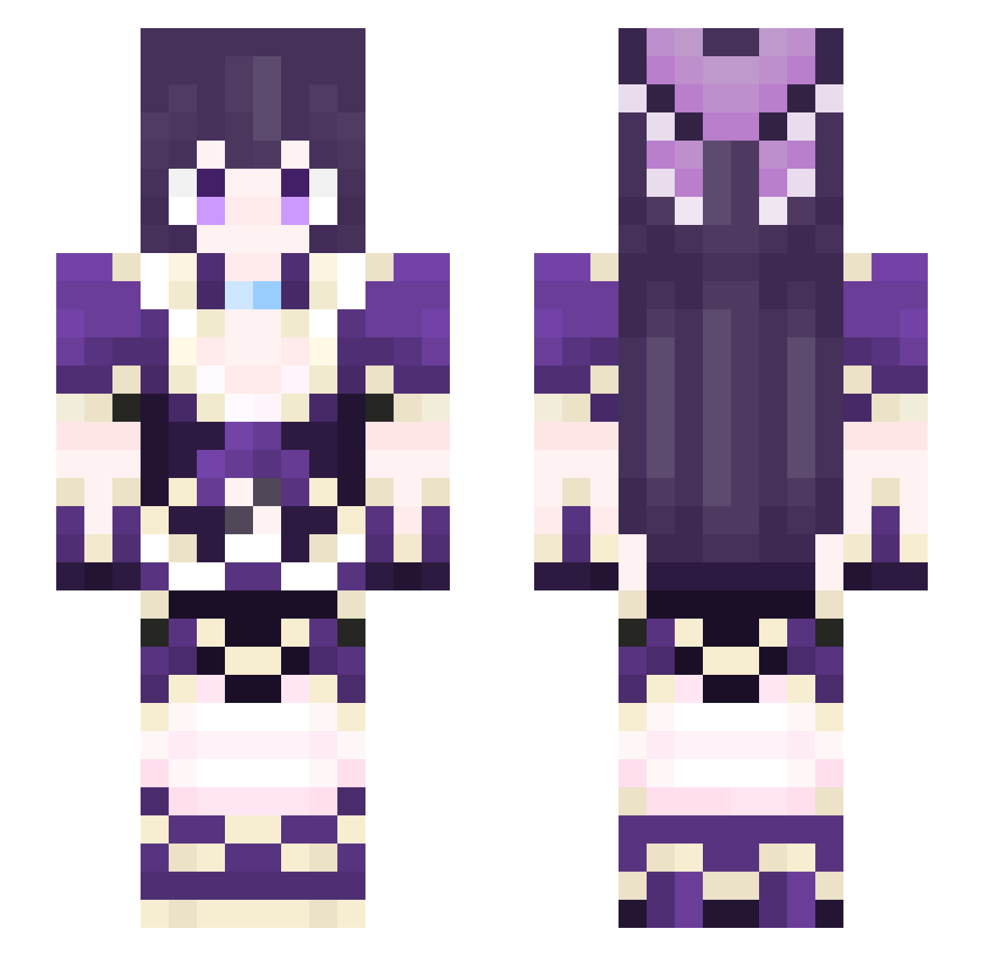 Tohka111 Minecraft skin, front and back view