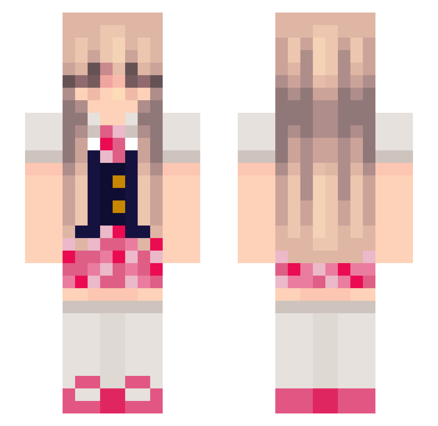 tinvax Minecraft skin, front and back view
