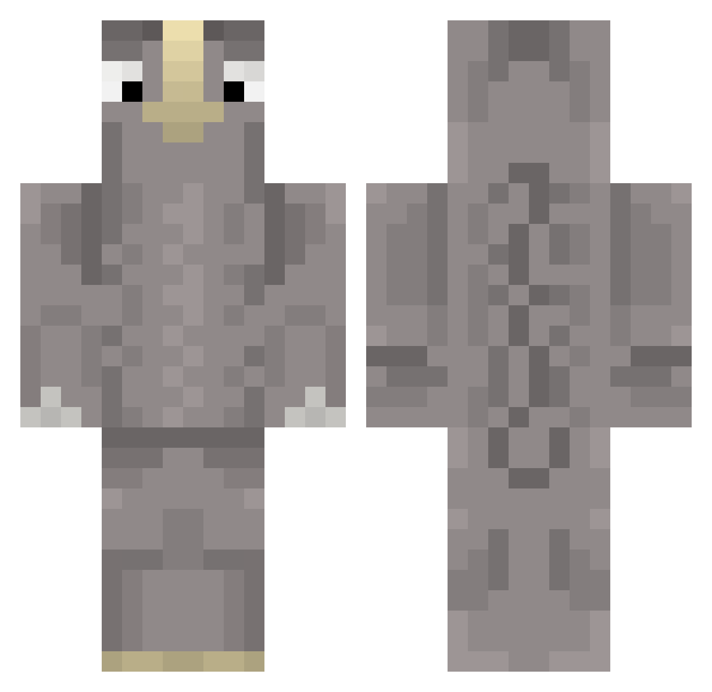 hyasubeto Minecraft skin, front and back view