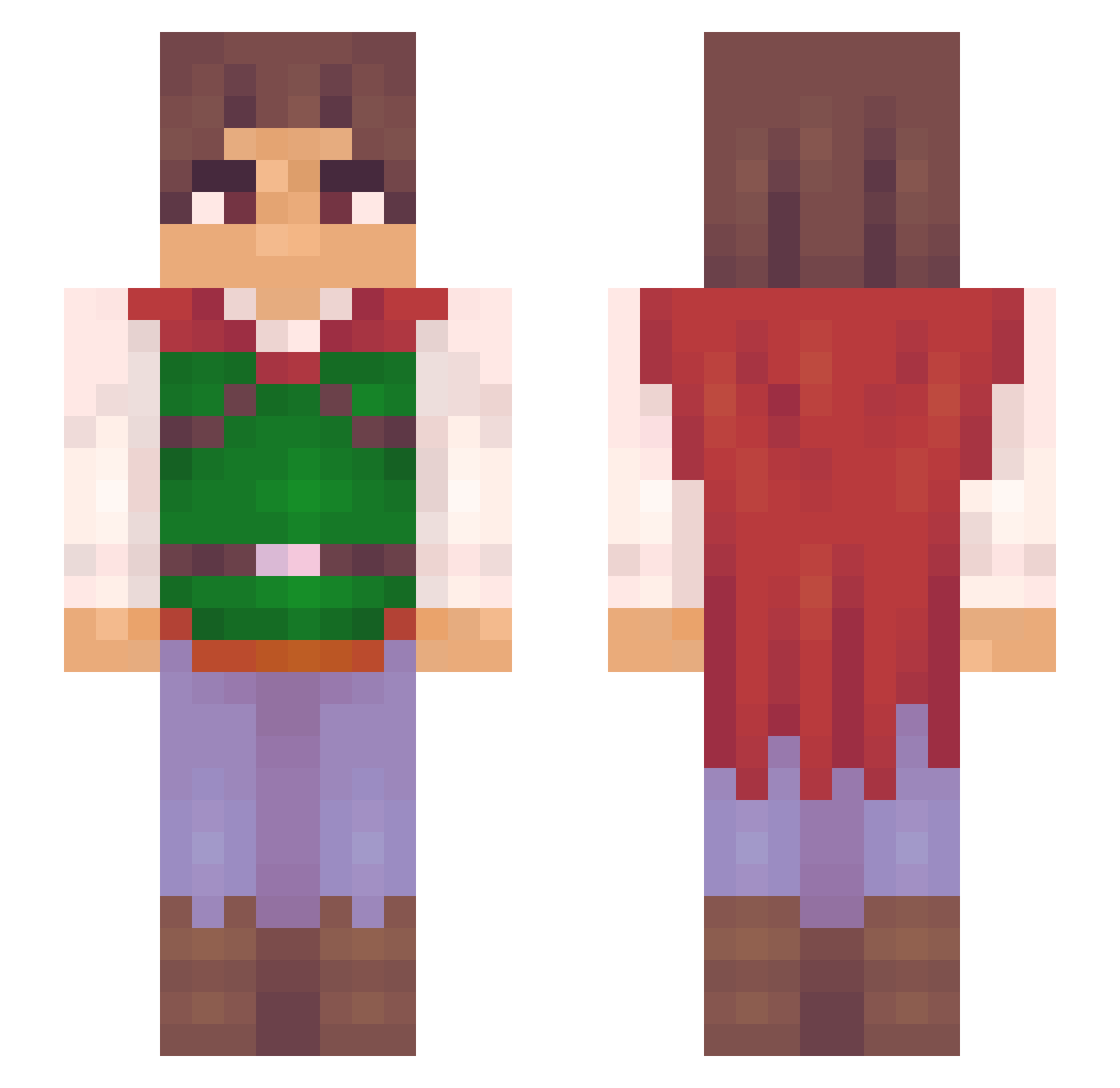 Xulra Minecraft skin, front and back view