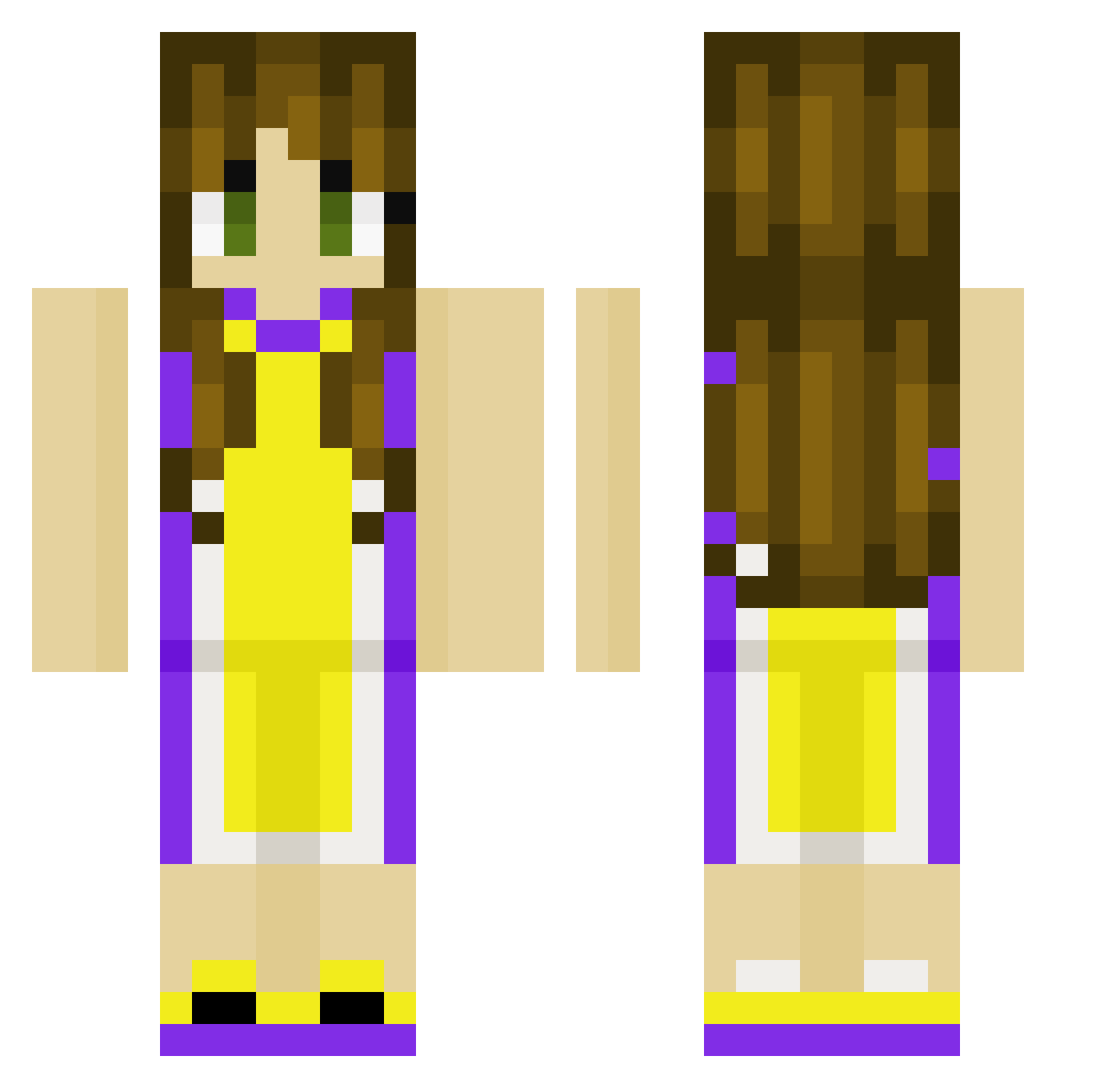 Cinesty Minecraft skin, front and back view