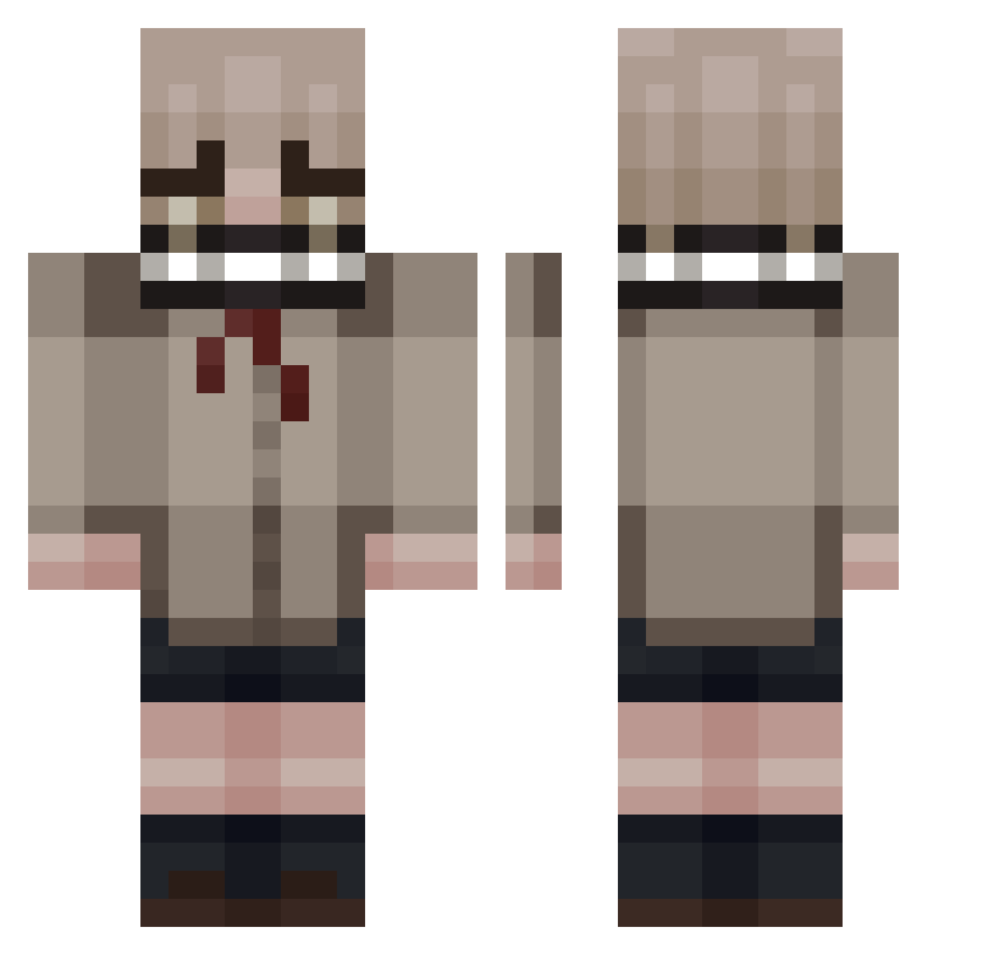 ForkClock Minecraft skin, front and back view