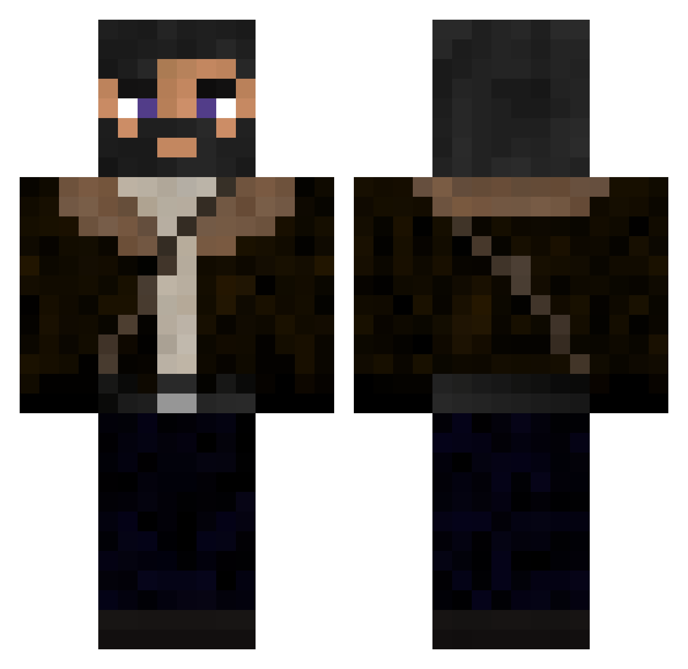 BooDub Minecraft skin, front and back view