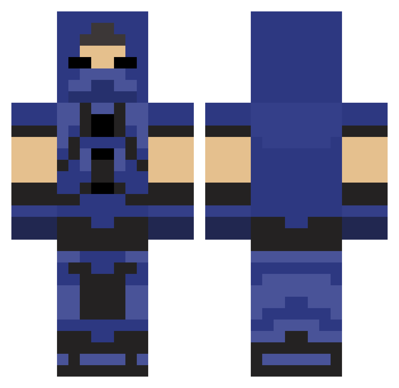 Raspekt Minecraft skin, front and back view
