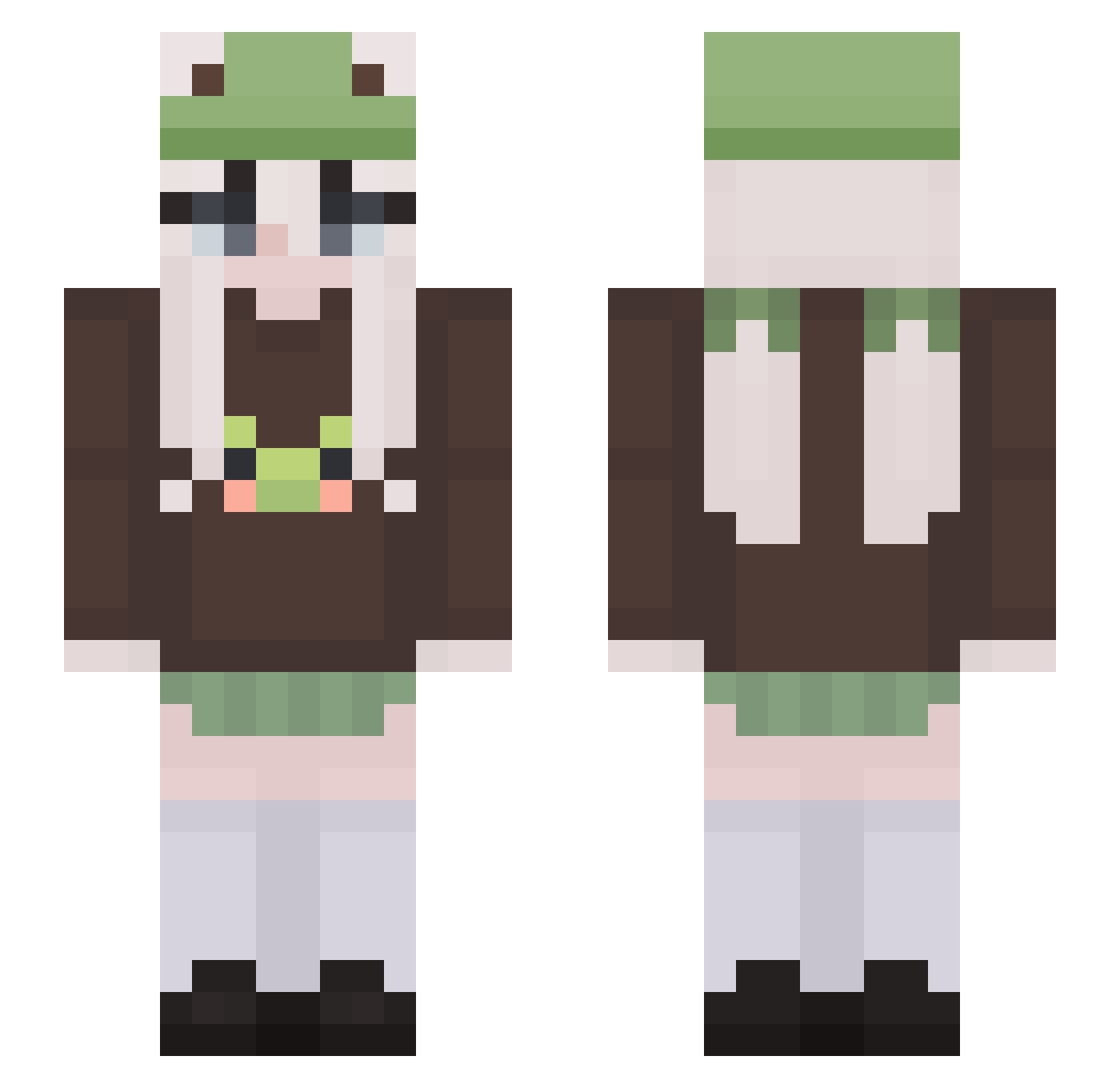 Alexiel Minecraft skin, front and back view