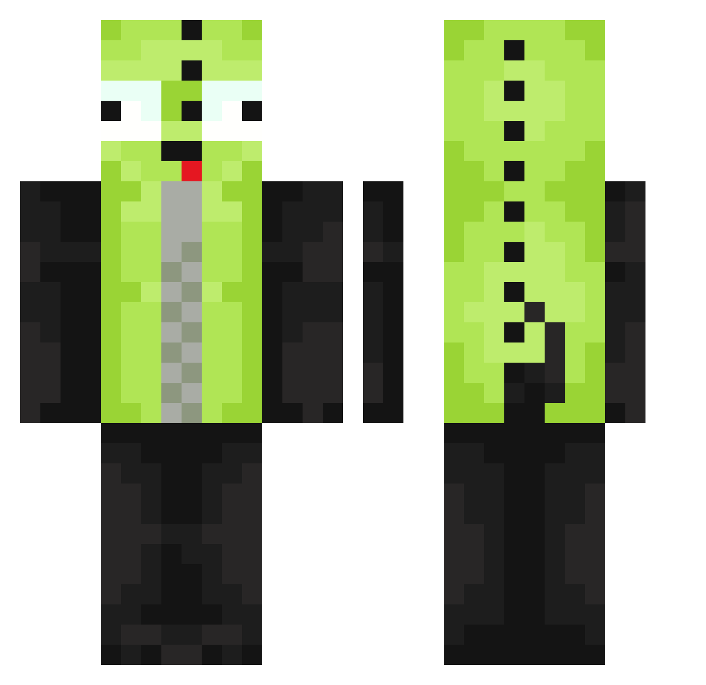 Pea Minecraft skin, front and back view
