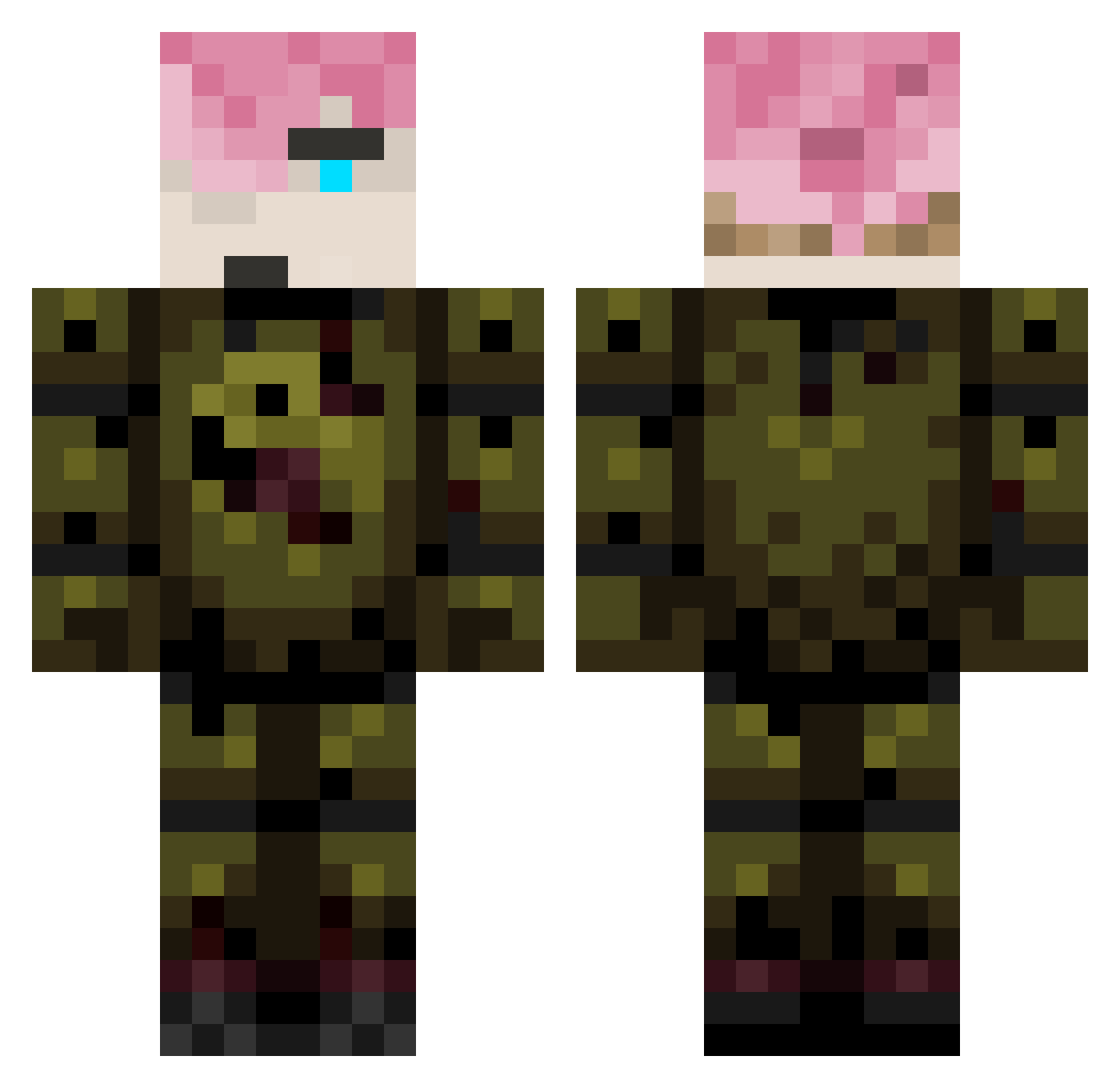 FanticDrowned Minecraft skin, front and back view