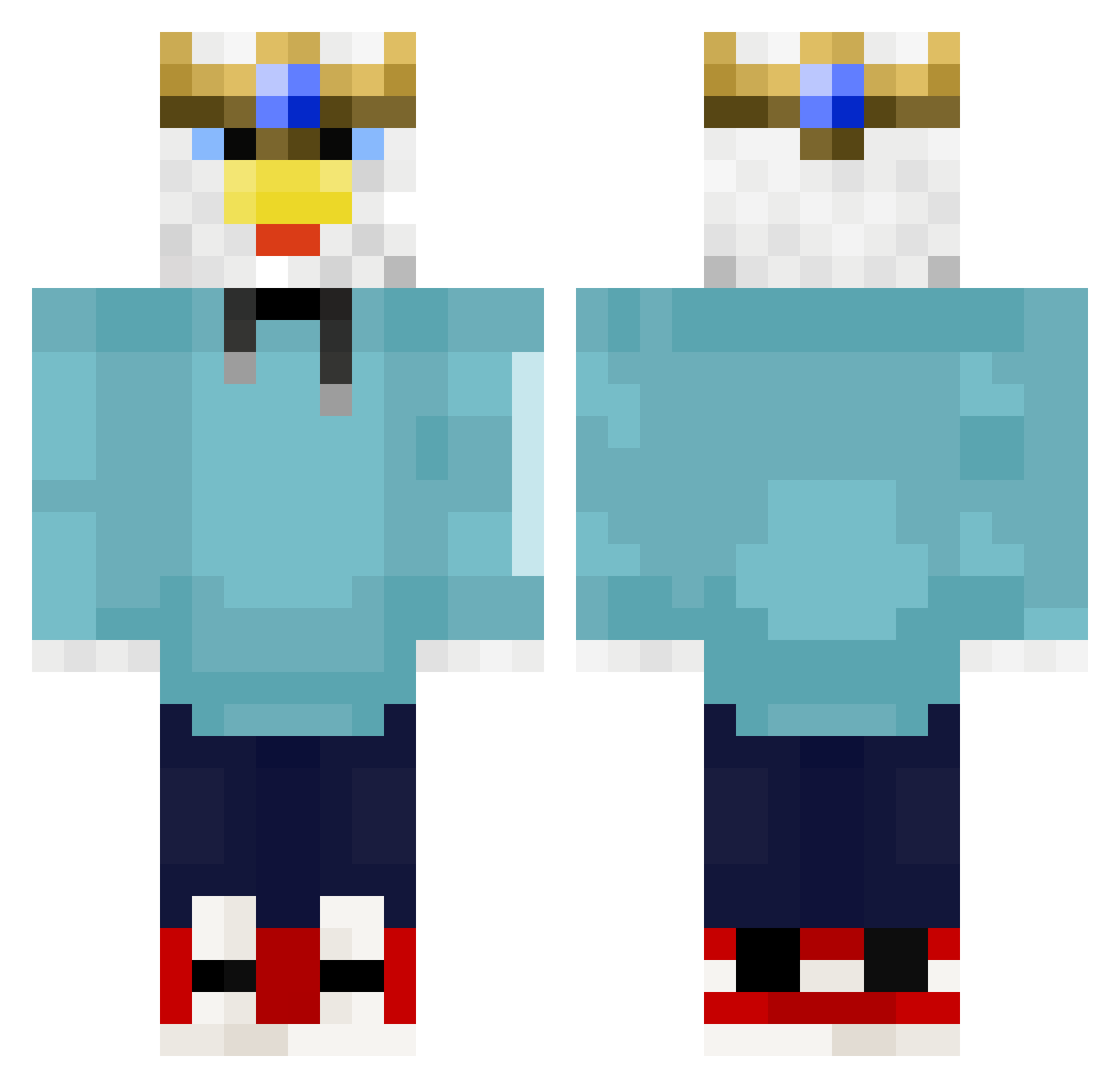 Crysocolla Minecraft skin, front and back view