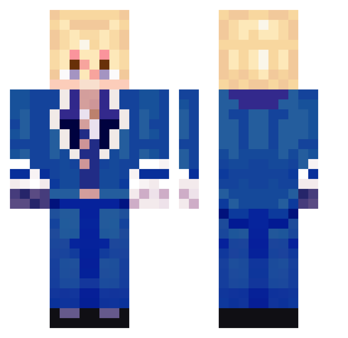 BlackenedOne Minecraft skin, front and back view