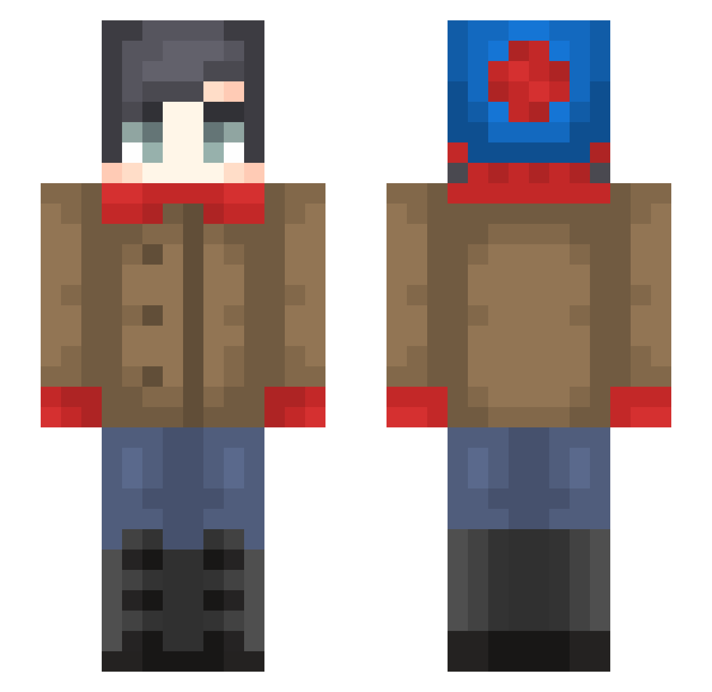 HydraCake Minecraft skin, front and back view