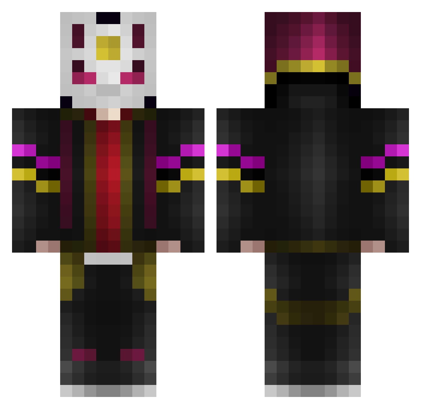 01wino Minecraft skin, front and back view