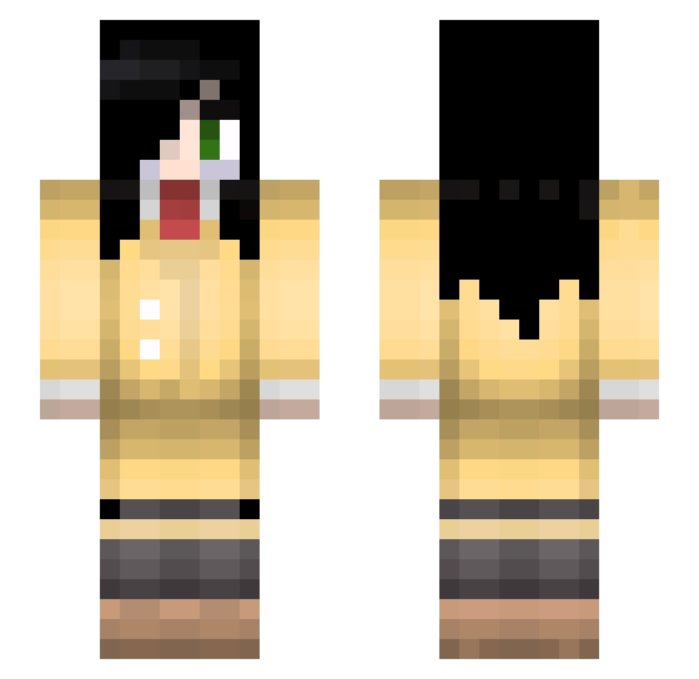 Amerived Minecraft skin, front and back view