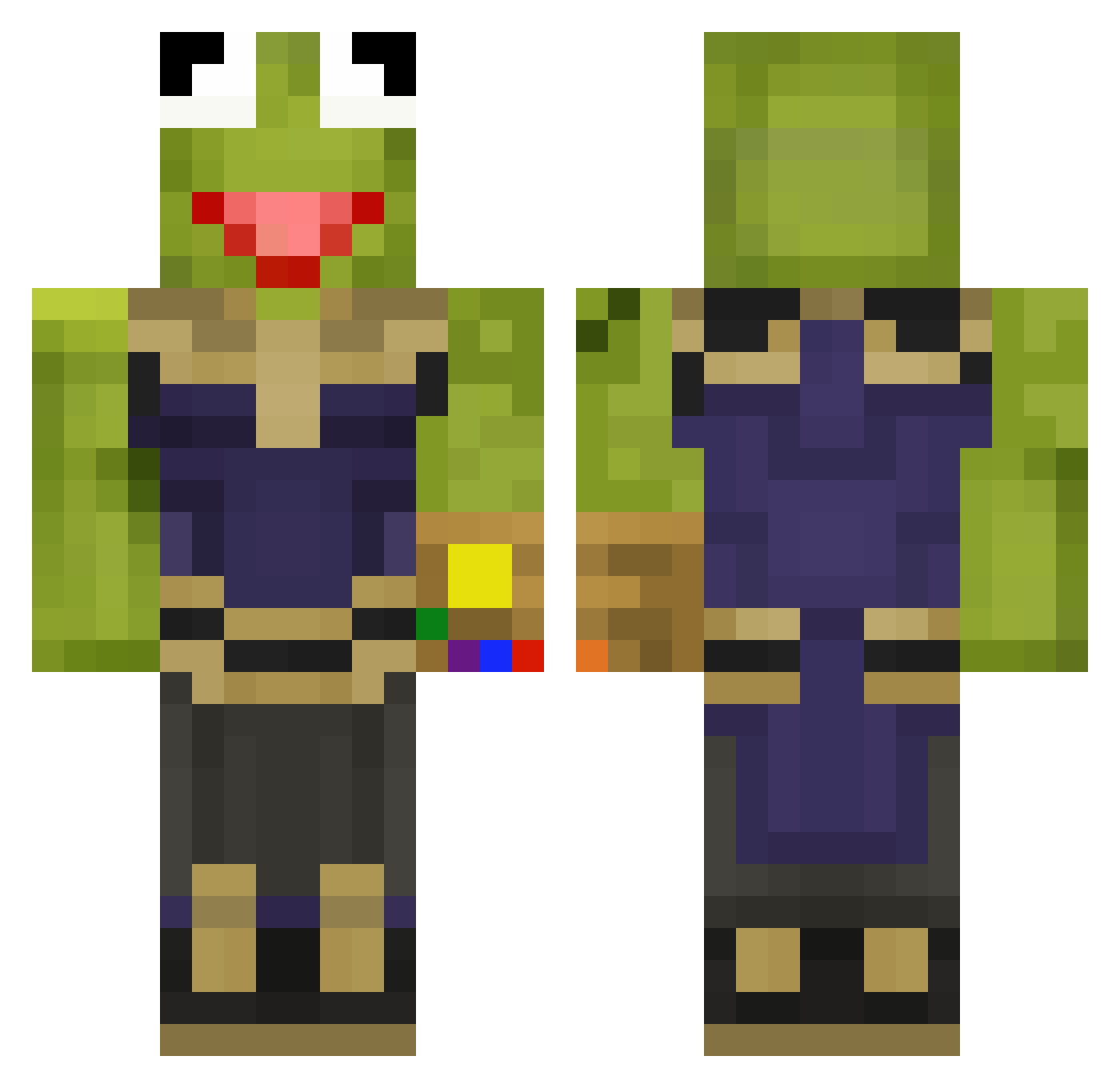 The0V_ Minecraft skin, front and back view