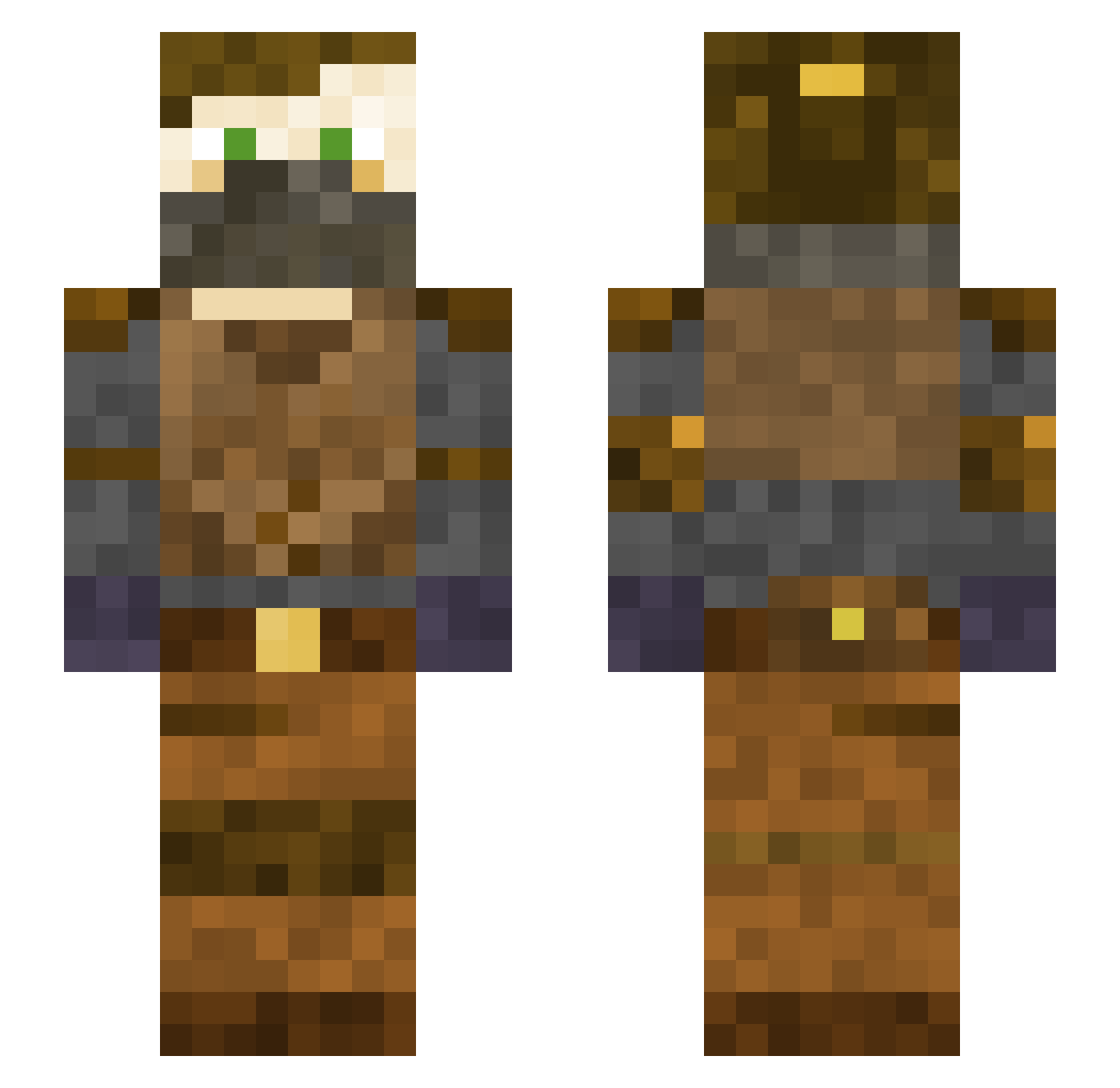 PeelHouse Minecraft skin, front and back view