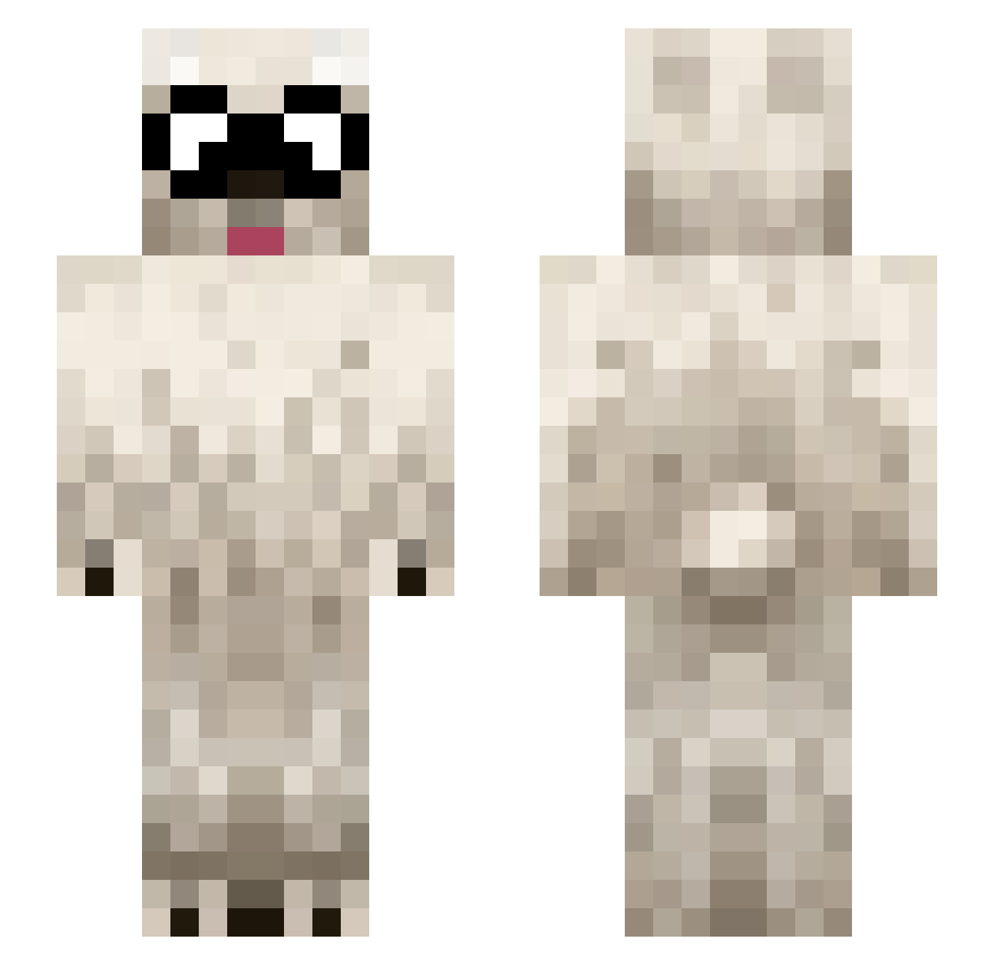 pinkkong Minecraft skin, front and back view