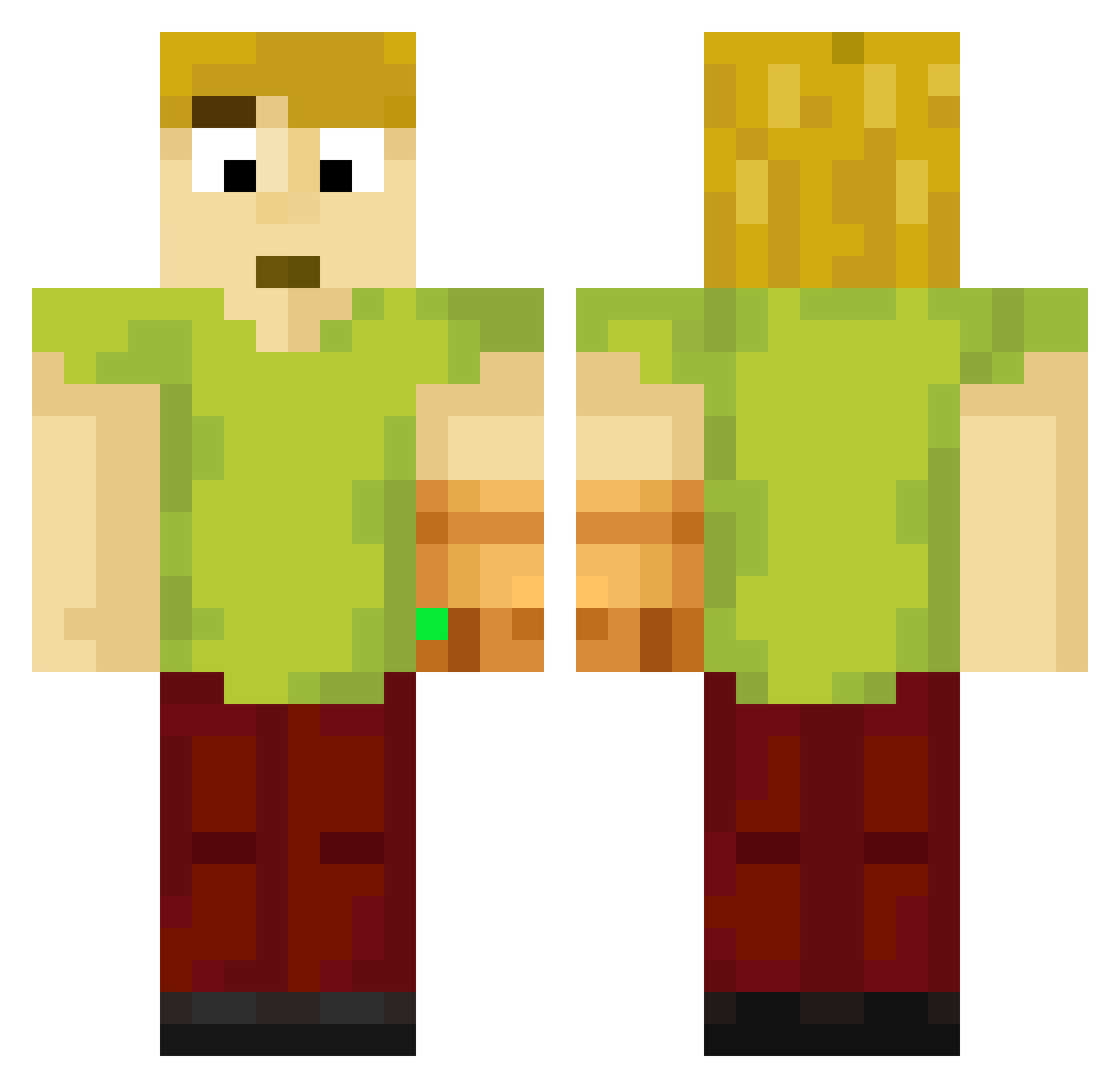 Adrlxn Minecraft skin, front and back view