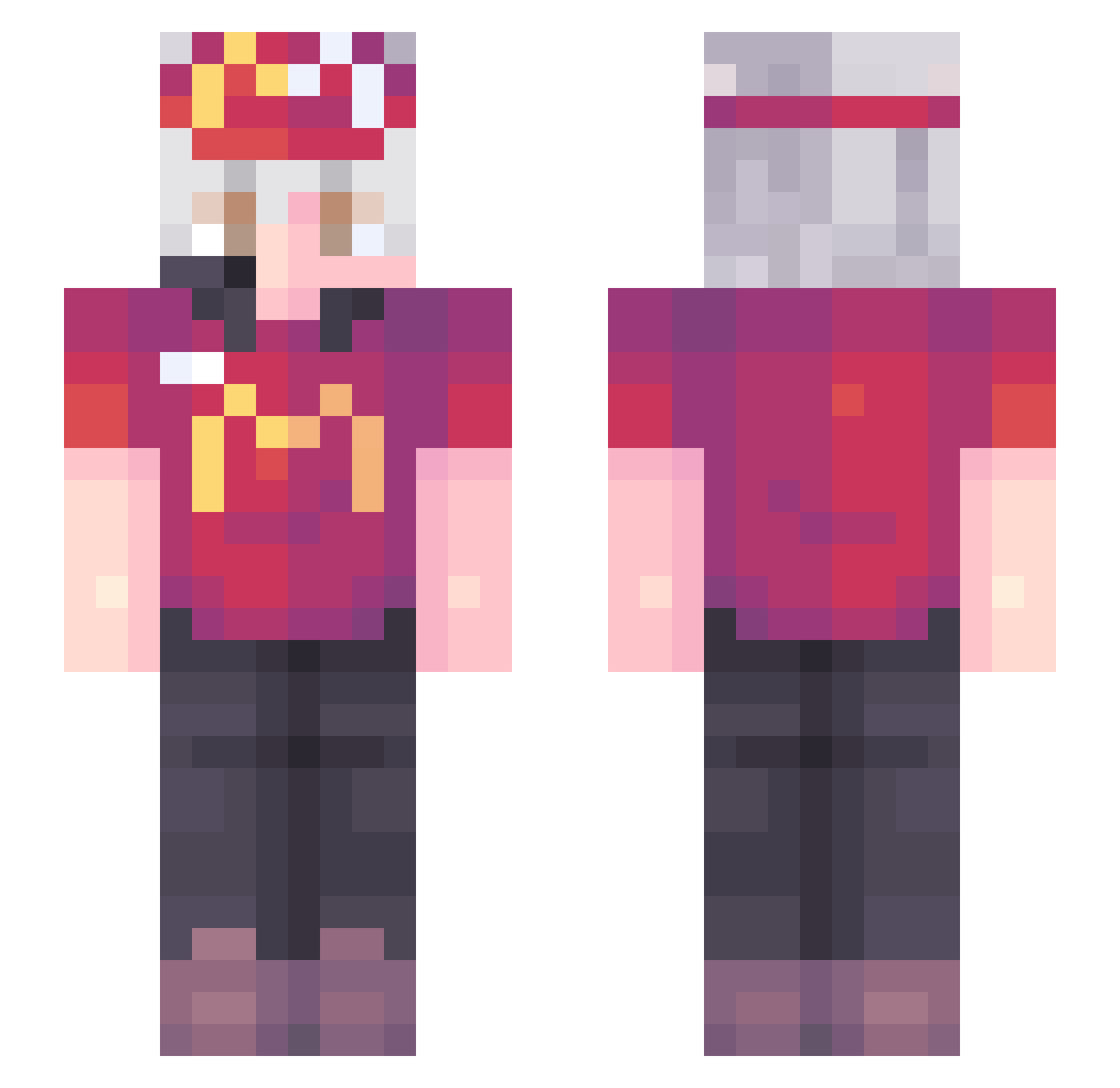 Triaqe Minecraft skin, front and back view