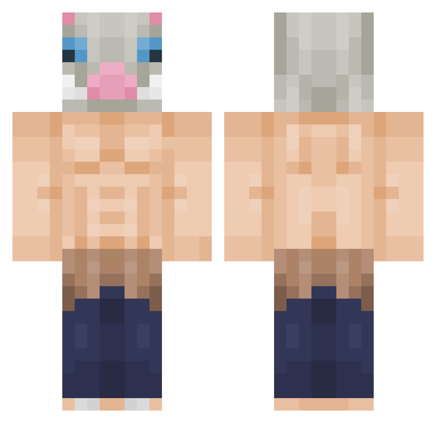 Nigiriboy Minecraft skin, front and back view