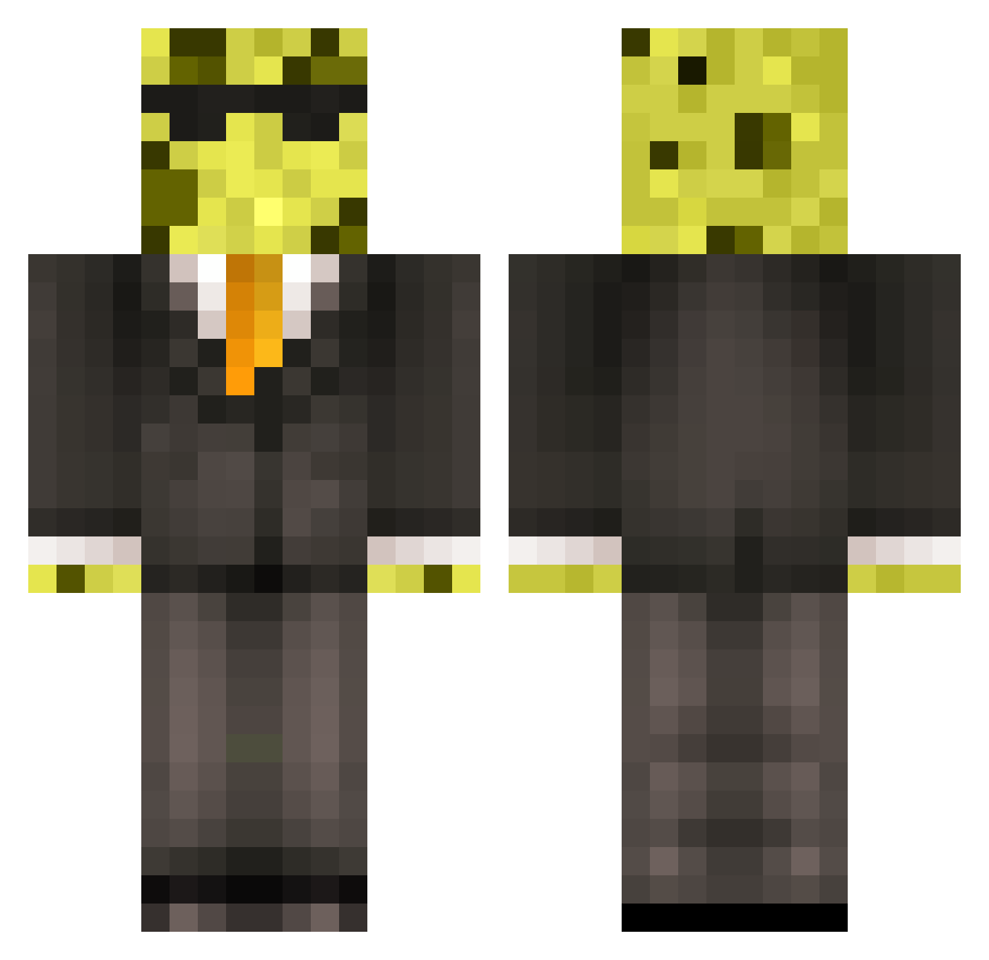 SpongeyLasers Minecraft skin, front and back view