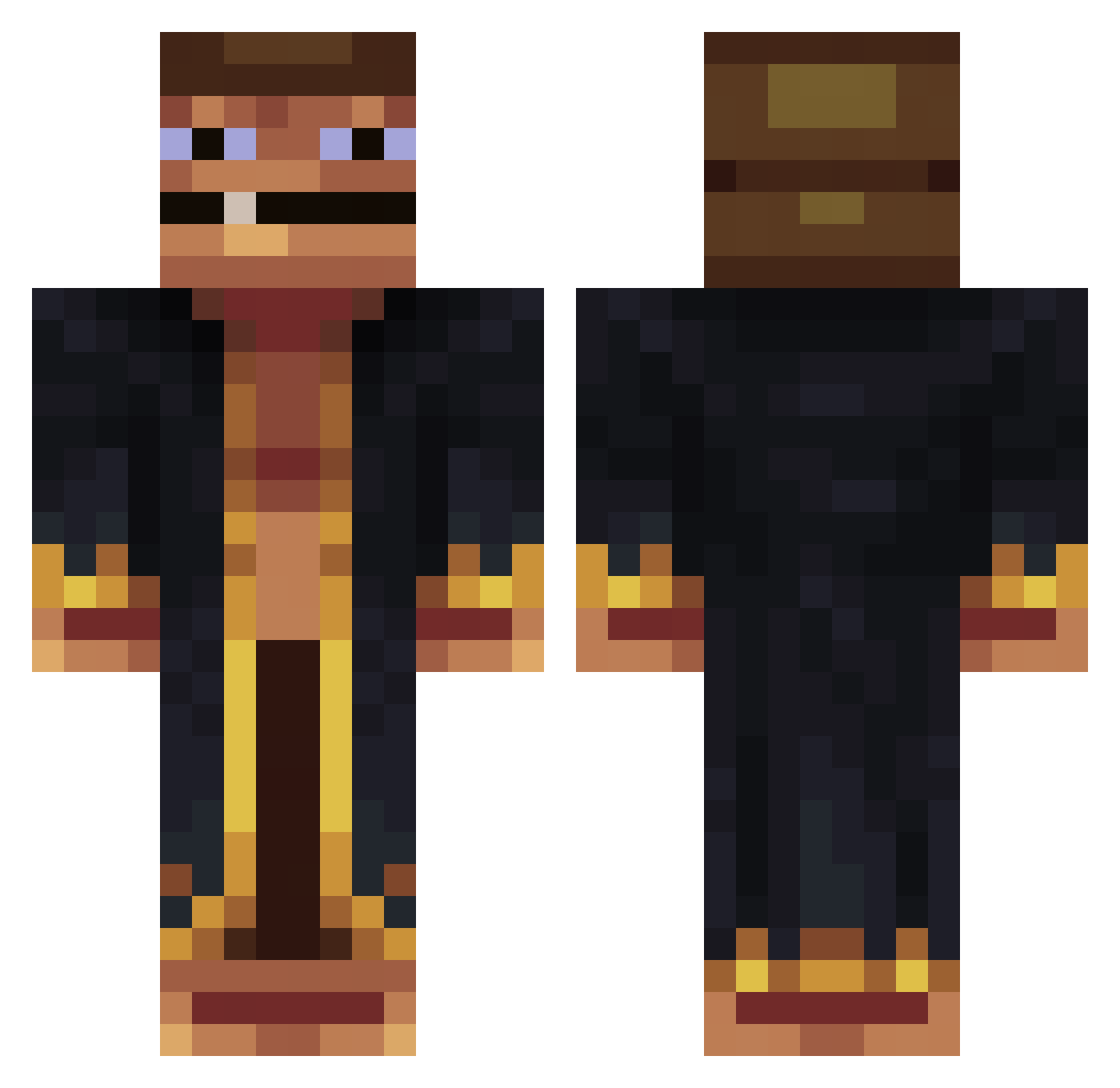 Pouille Minecraft skin, front and back view