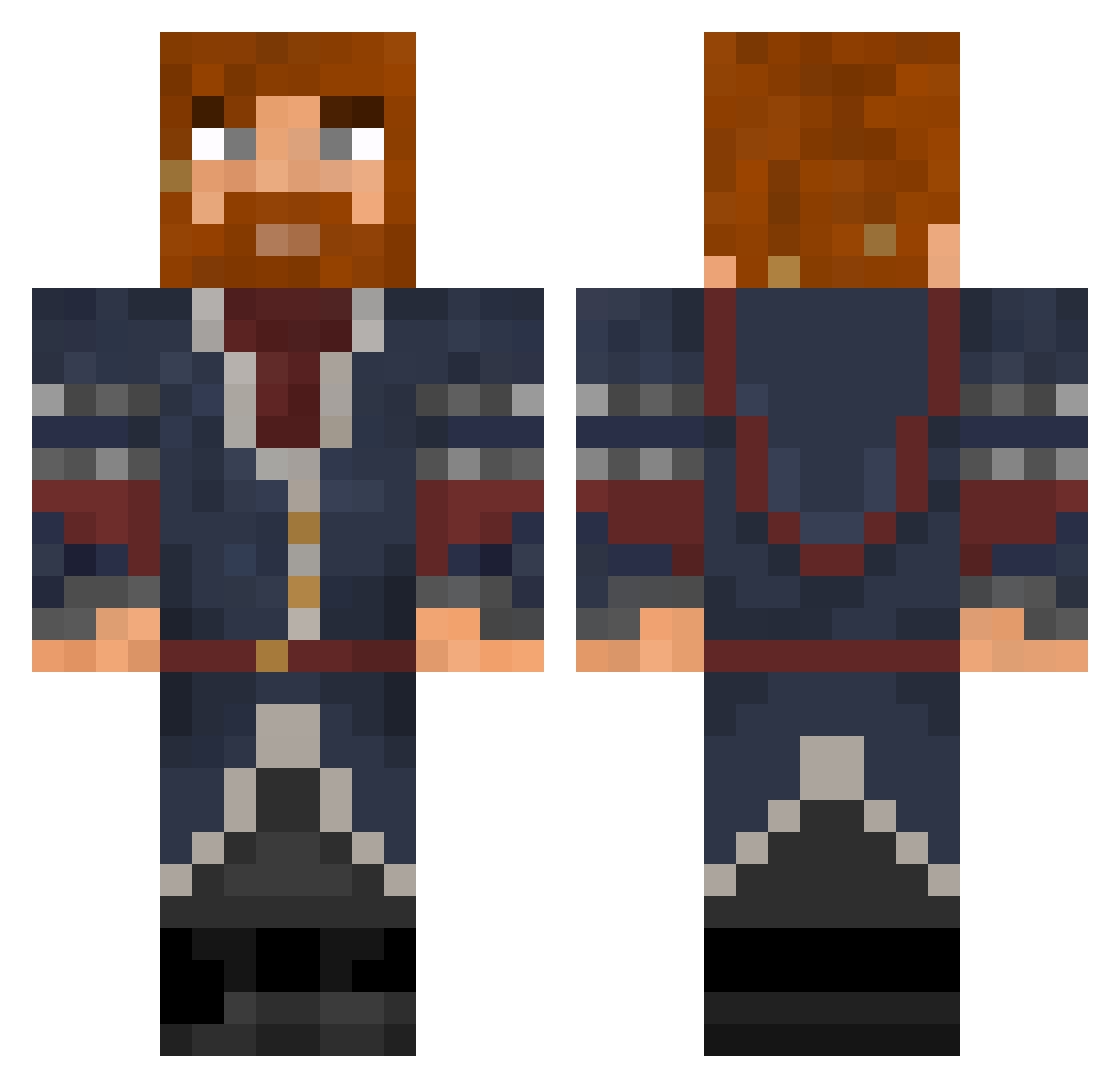 Pecky Minecraft skin, front and back view