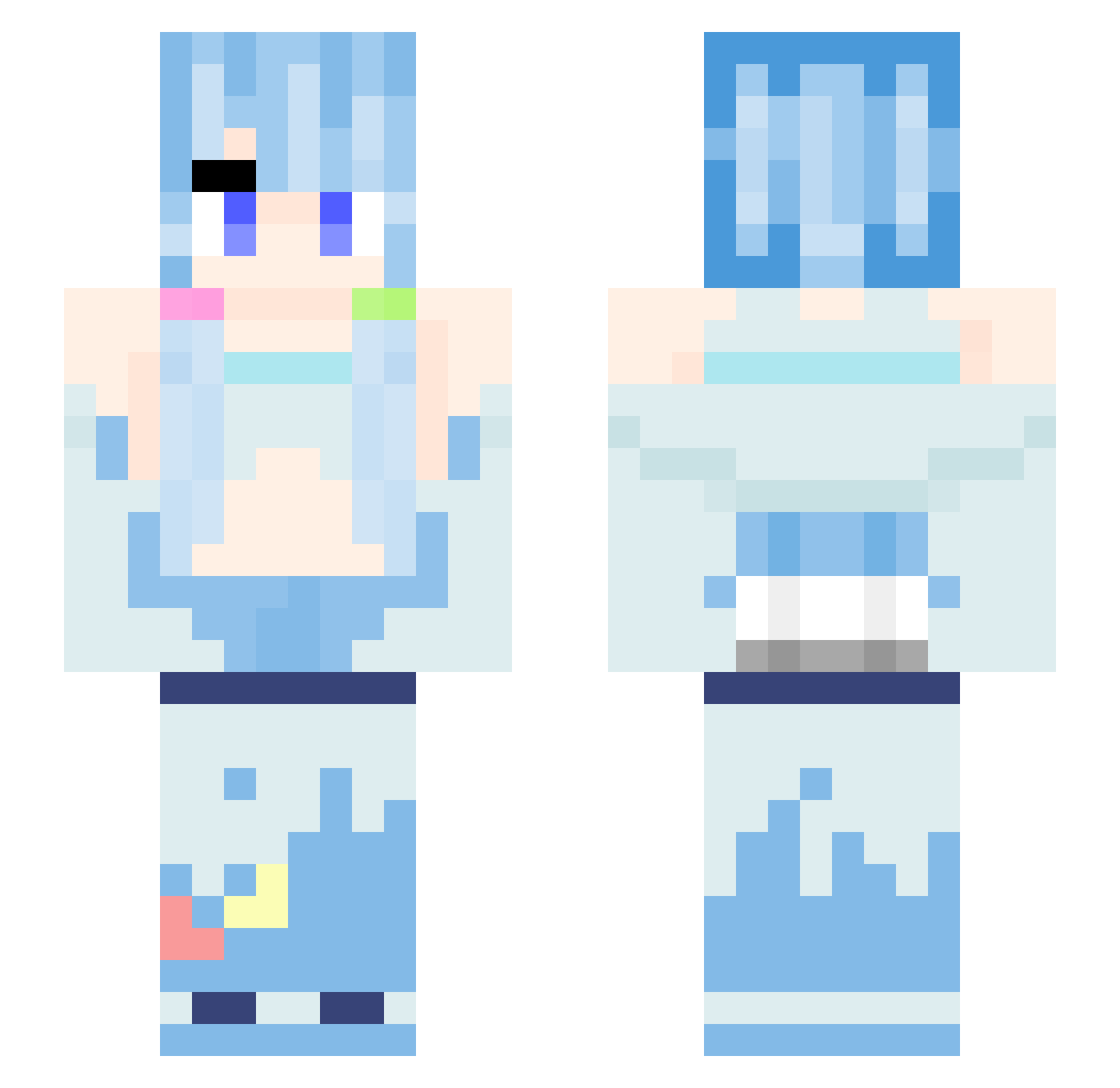 chihiro_sazanami Minecraft skin, front and back view