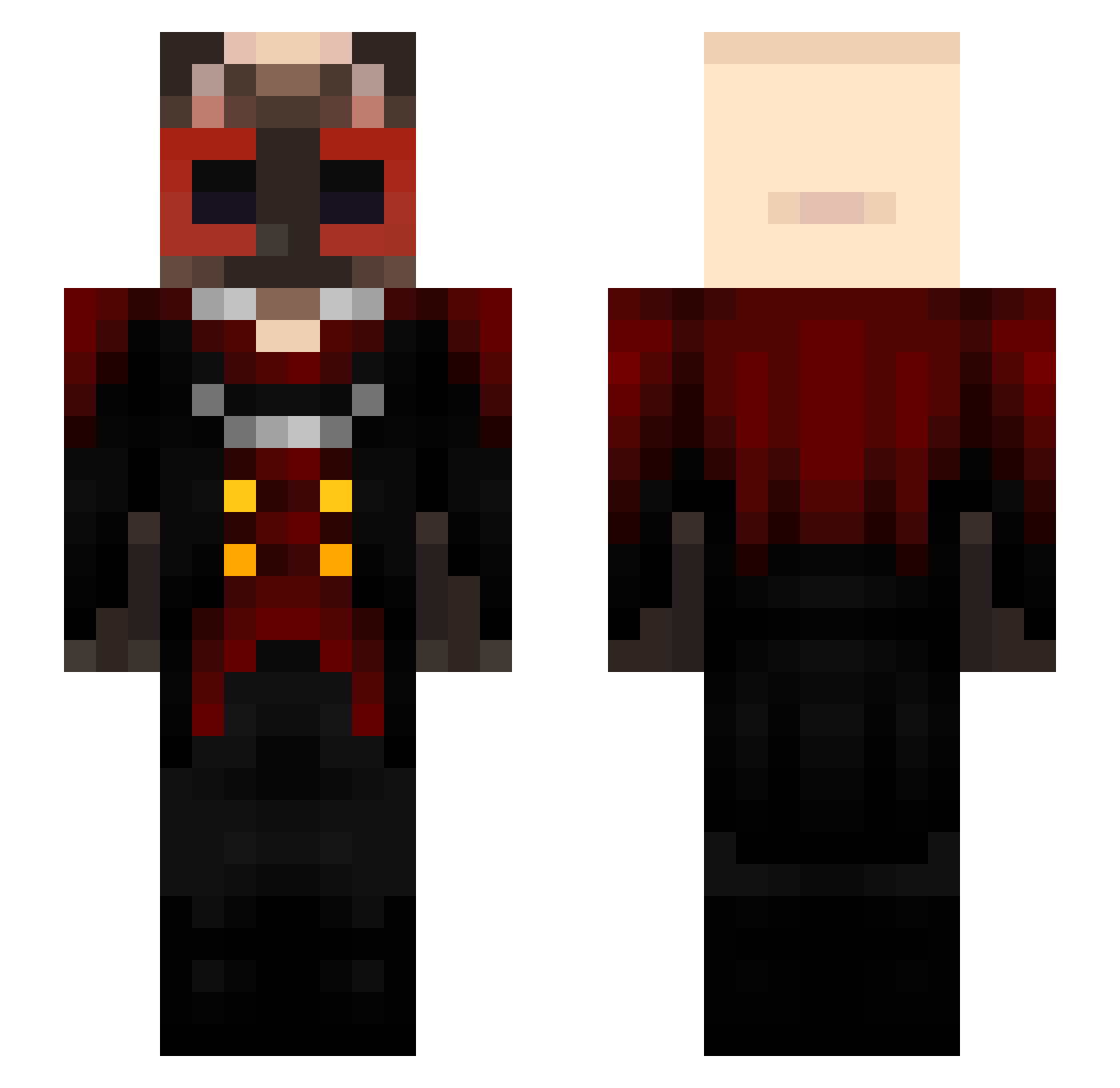 ShyDeluxe Minecraft skin, front and back view