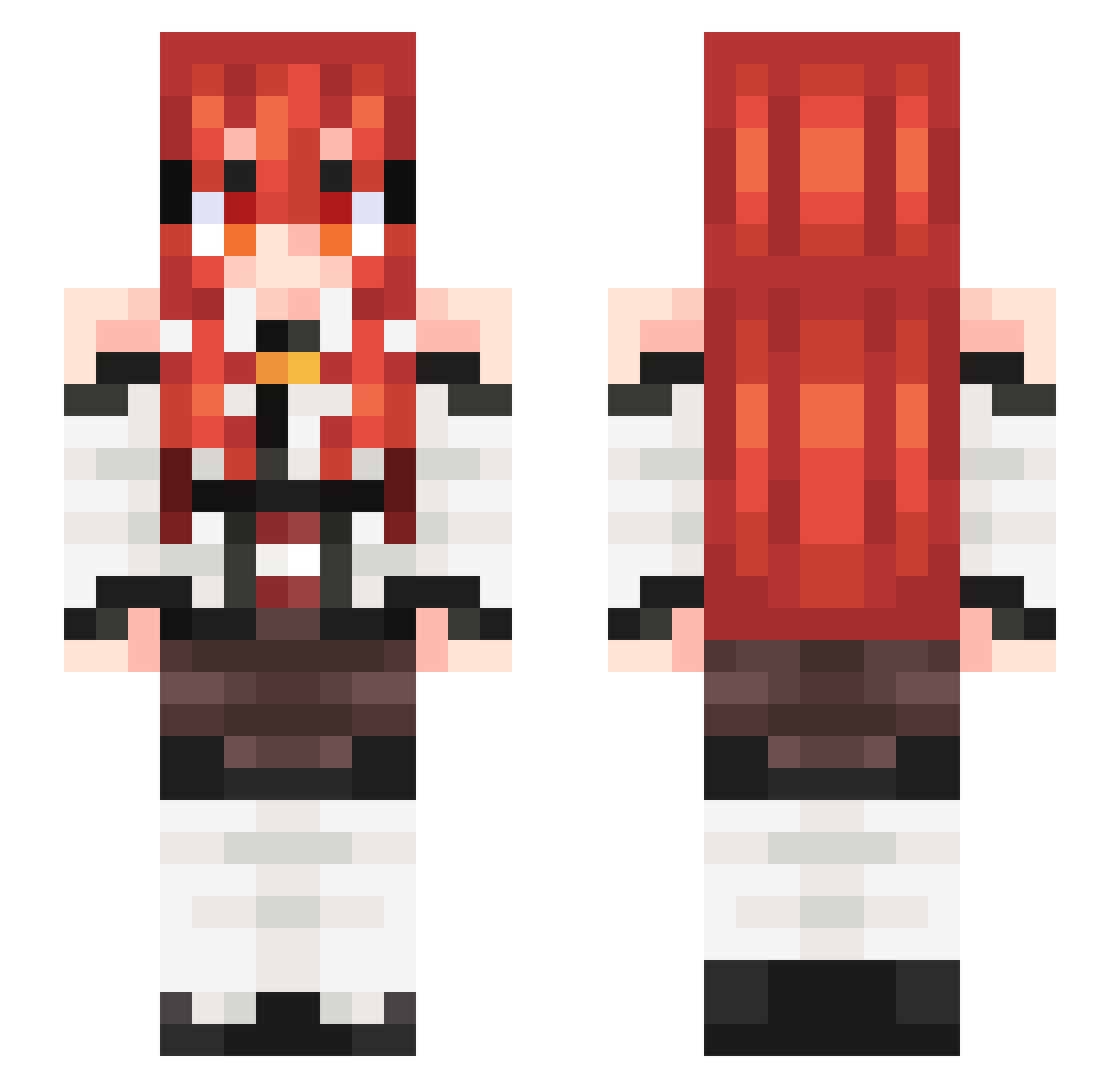 Deadlykin Minecraft skin, front and back view