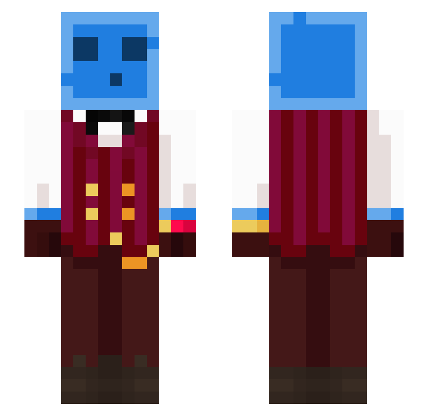 Inksplit Minecraft skin, front and back view