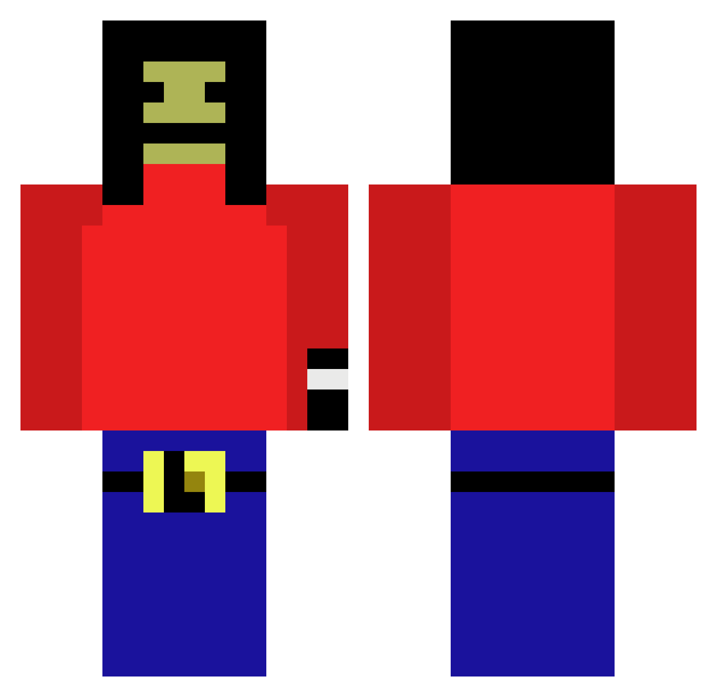 Zlwp Minecraft skin, front and back view