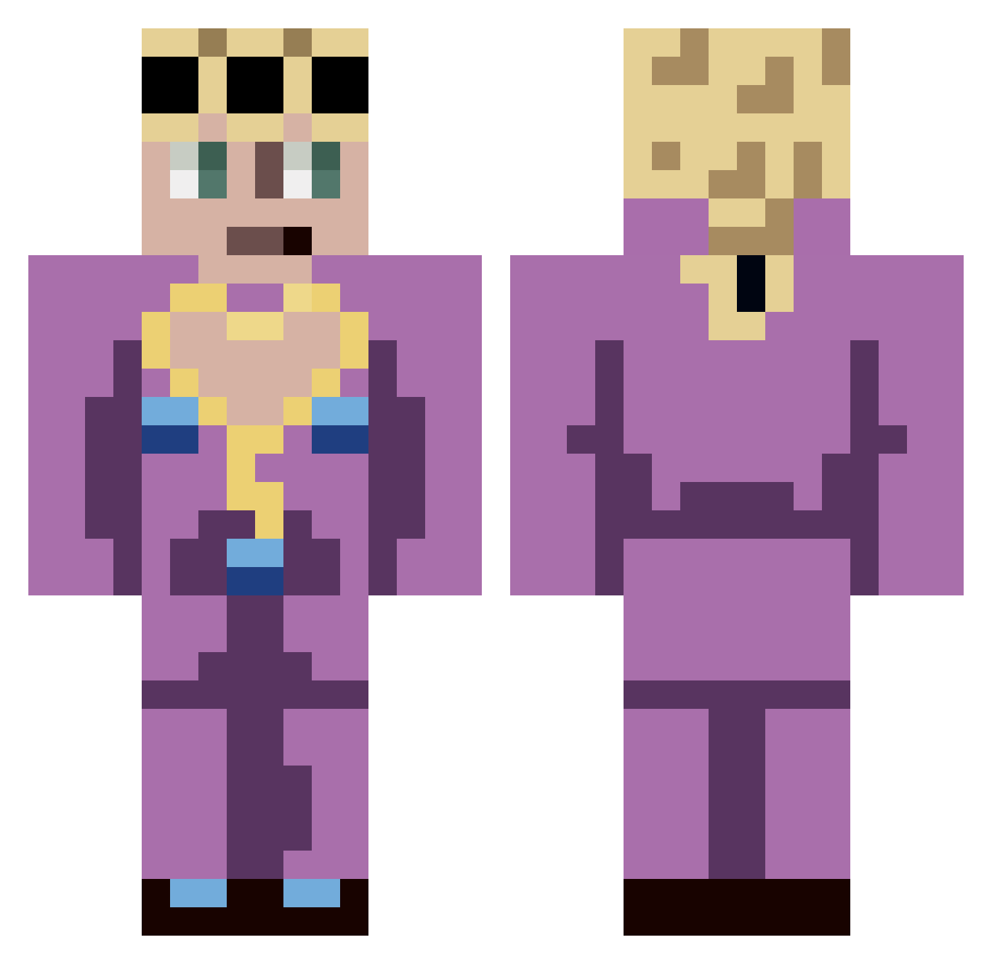 Xjrrrr Minecraft skin, front and back view