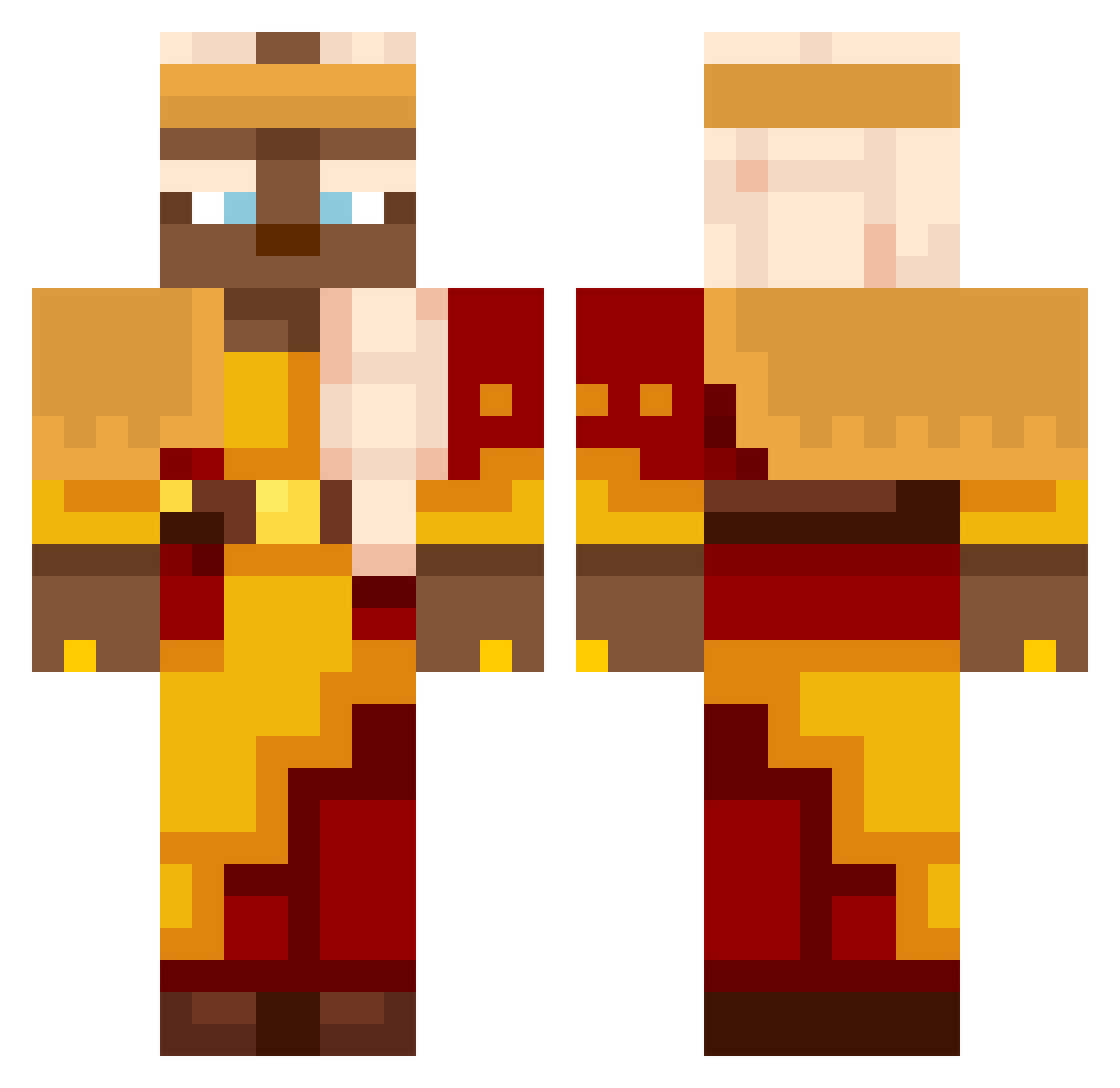 Fezasa Minecraft skin, front and back view