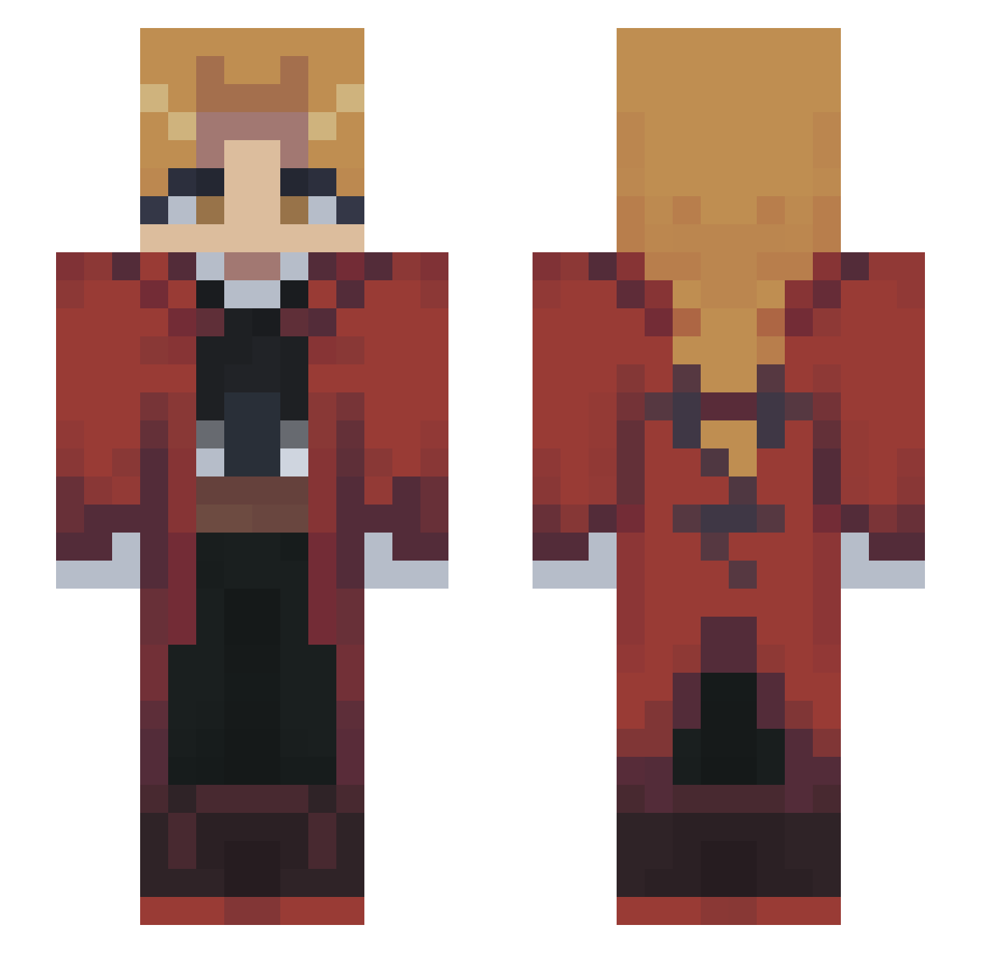 Jackstuff Minecraft skin, front and back view