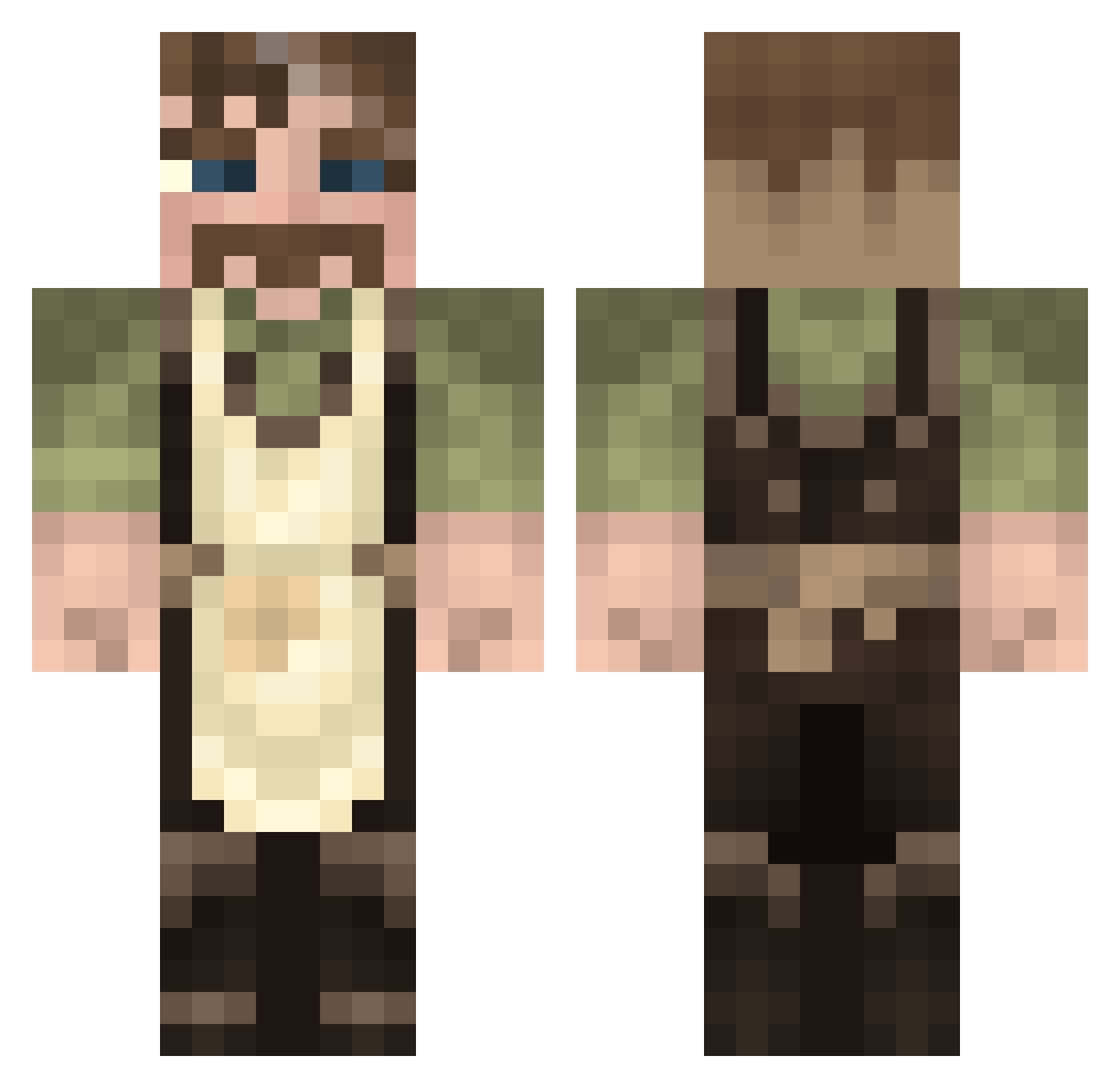 Norret Minecraft skin, front and back view