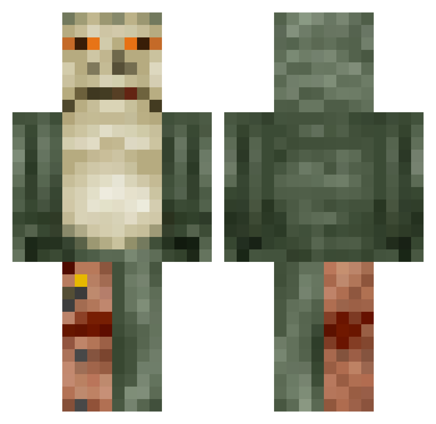 JabbaTheSwug Minecraft skin, front and back view