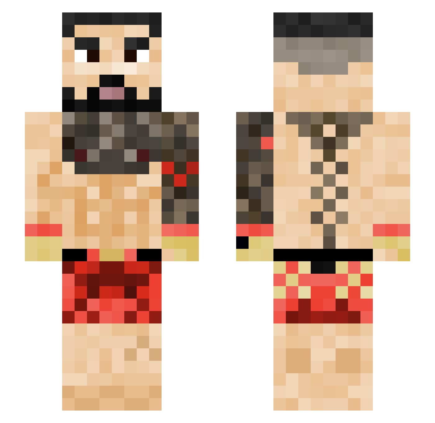 K67elmatador Minecraft skin, front and back view