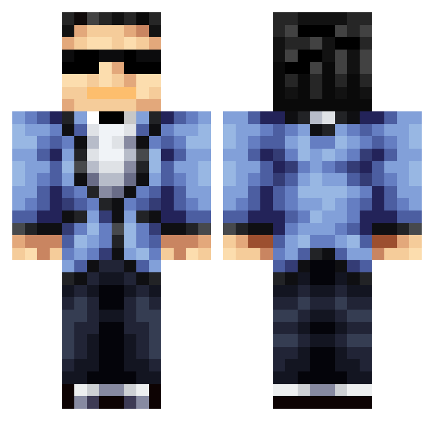 specialized Minecraft skin, front and back view