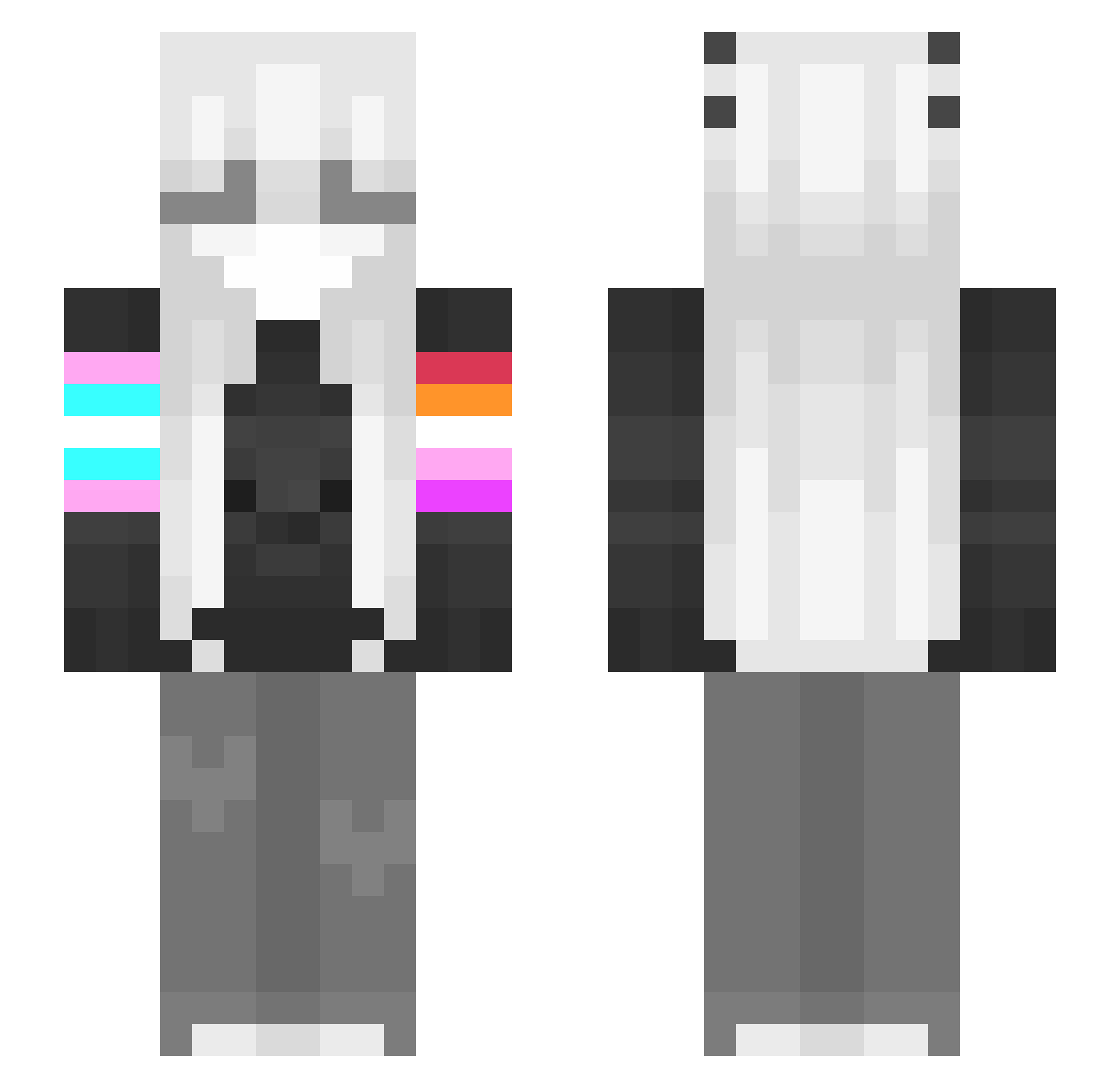 GalaxyKitCat Minecraft skin, front and back view