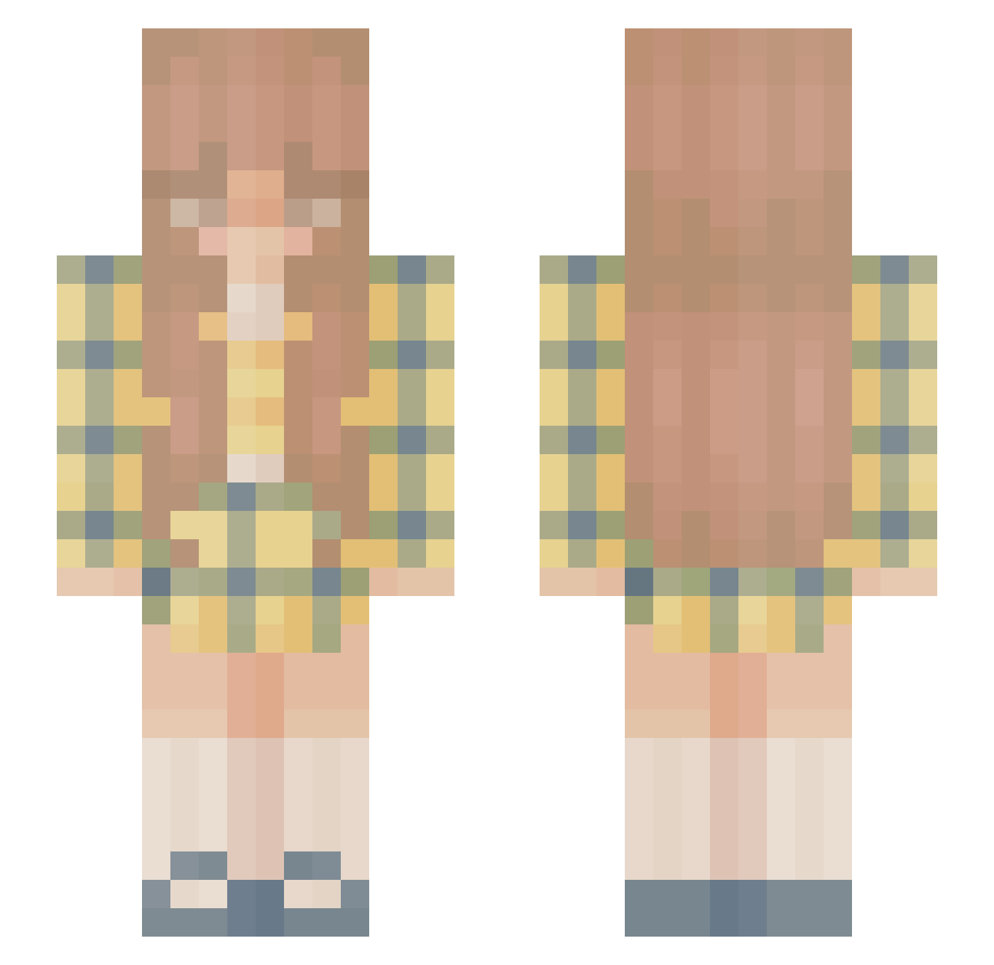 monterlude Minecraft skin, front and back view