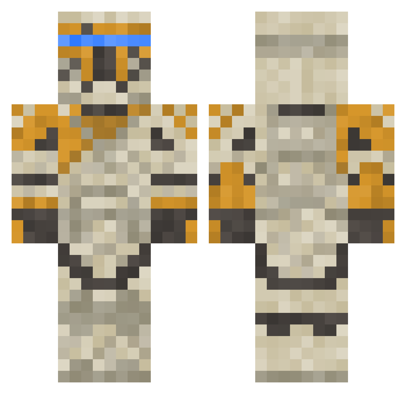 Ghost_in_Ghillie Minecraft skin, front and back view