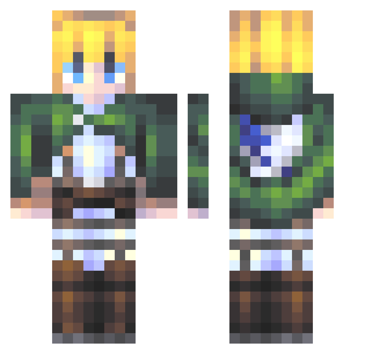 AleStrep Minecraft skin, front and back view