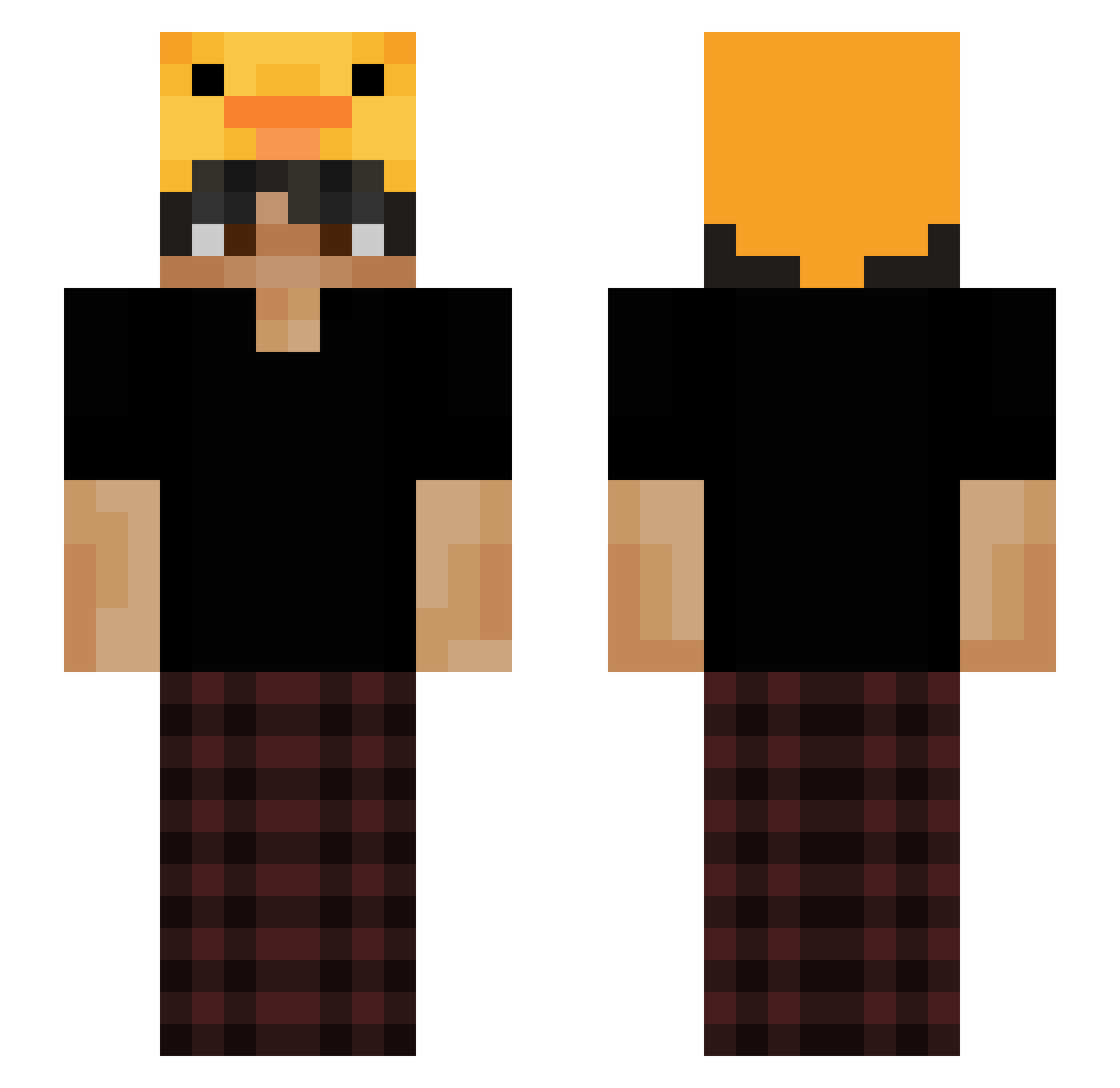pqrticles Minecraft skin, front and back view