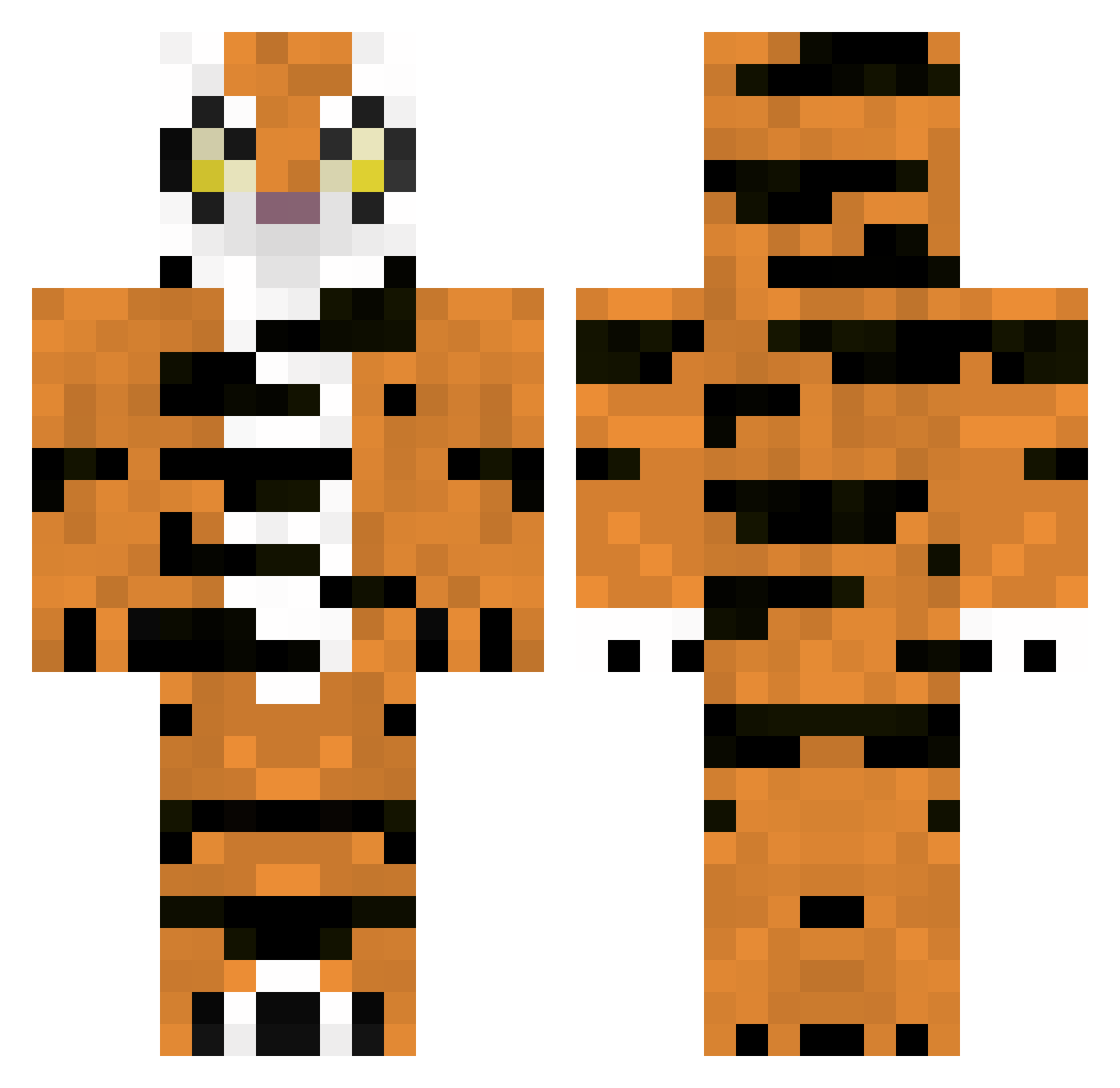 T1gers Minecraft skin, front and back view