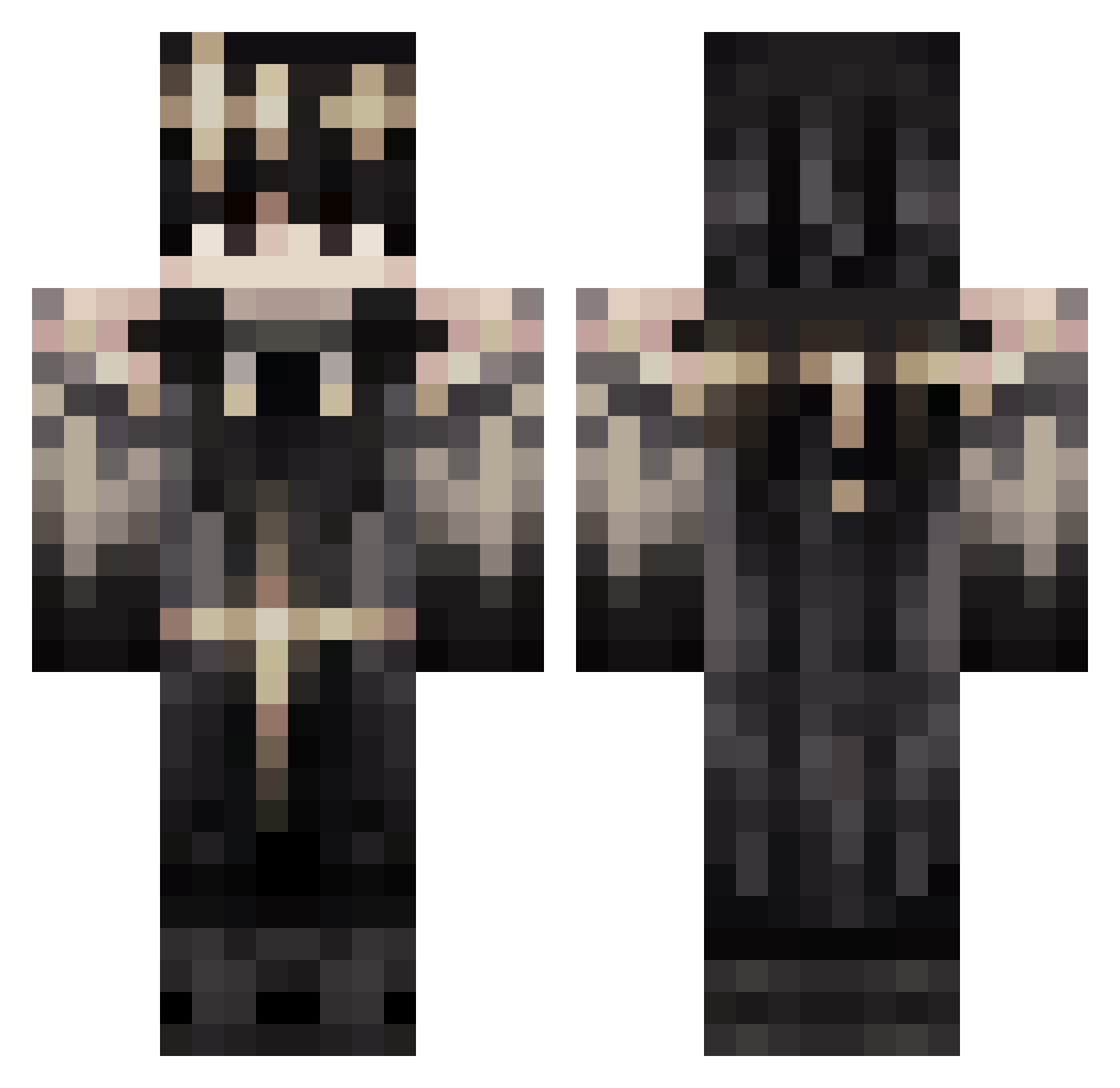 yerosklocki Minecraft skin, front and back view