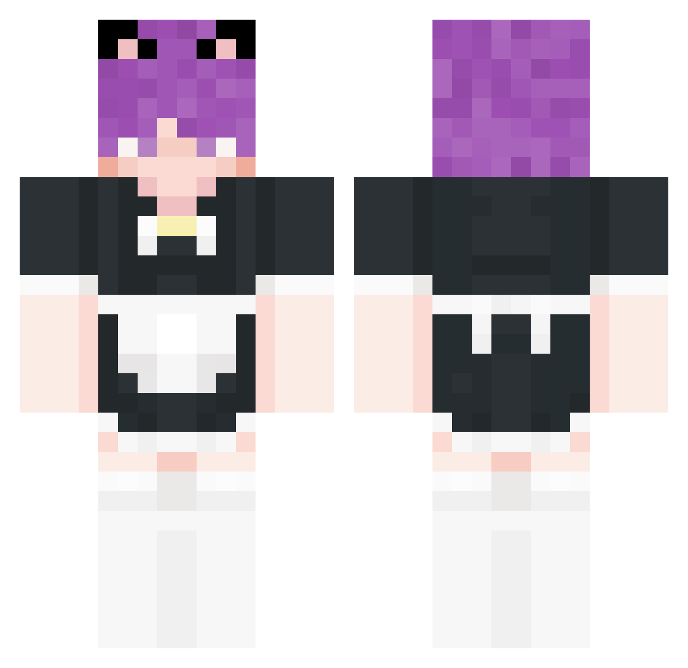 Necr0manc3r Minecraft skin, front and back view