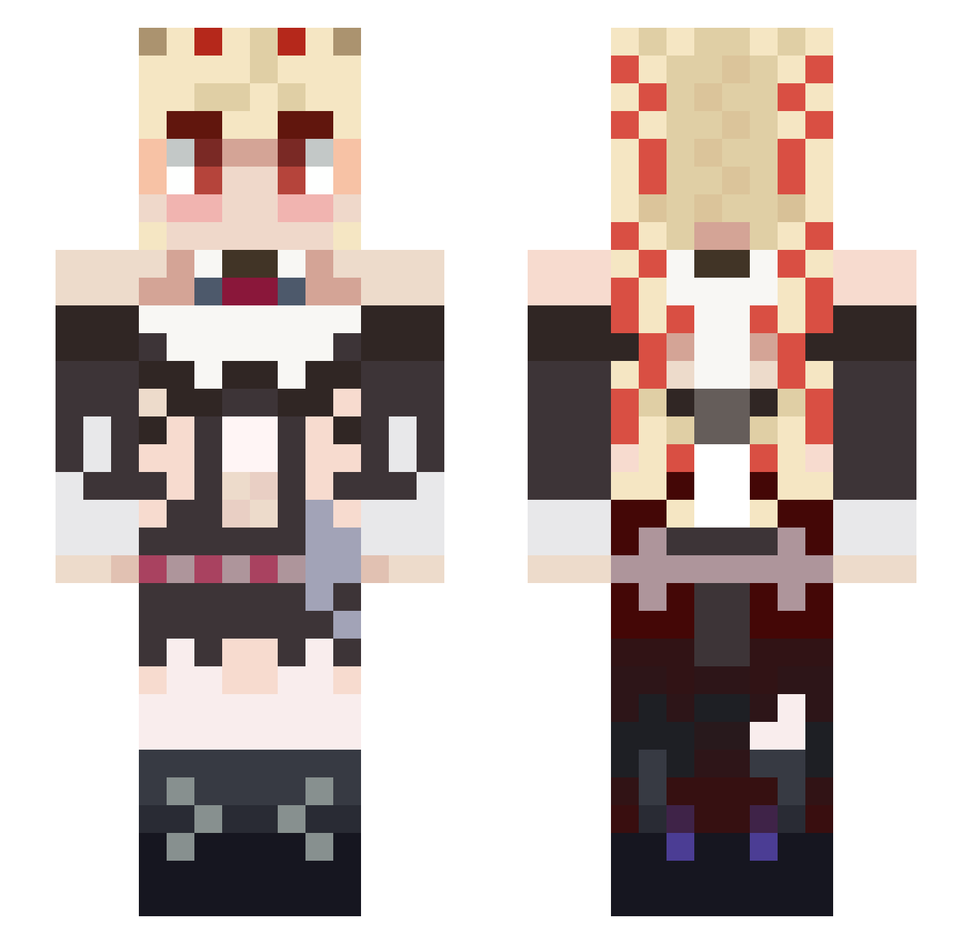 Thoughtful_dude Minecraft skin, front and back view