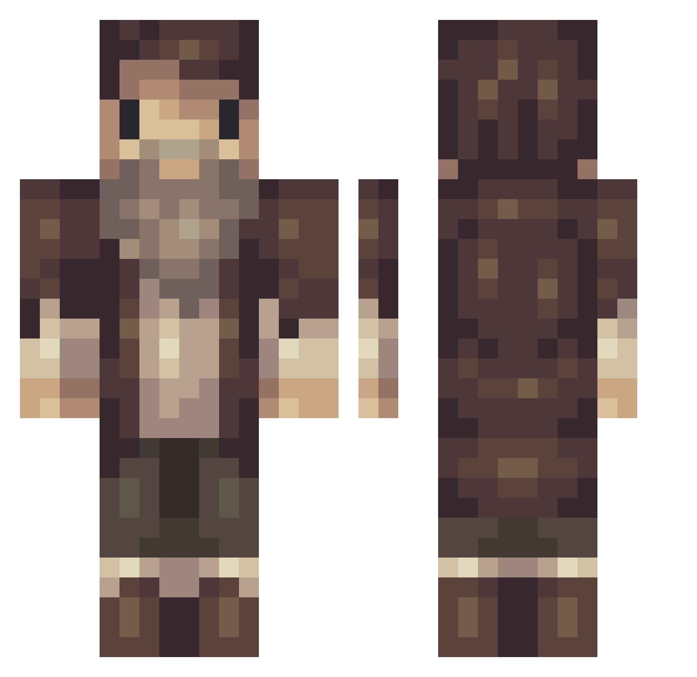 TurboChrgdSnail Minecraft skin, front and back view