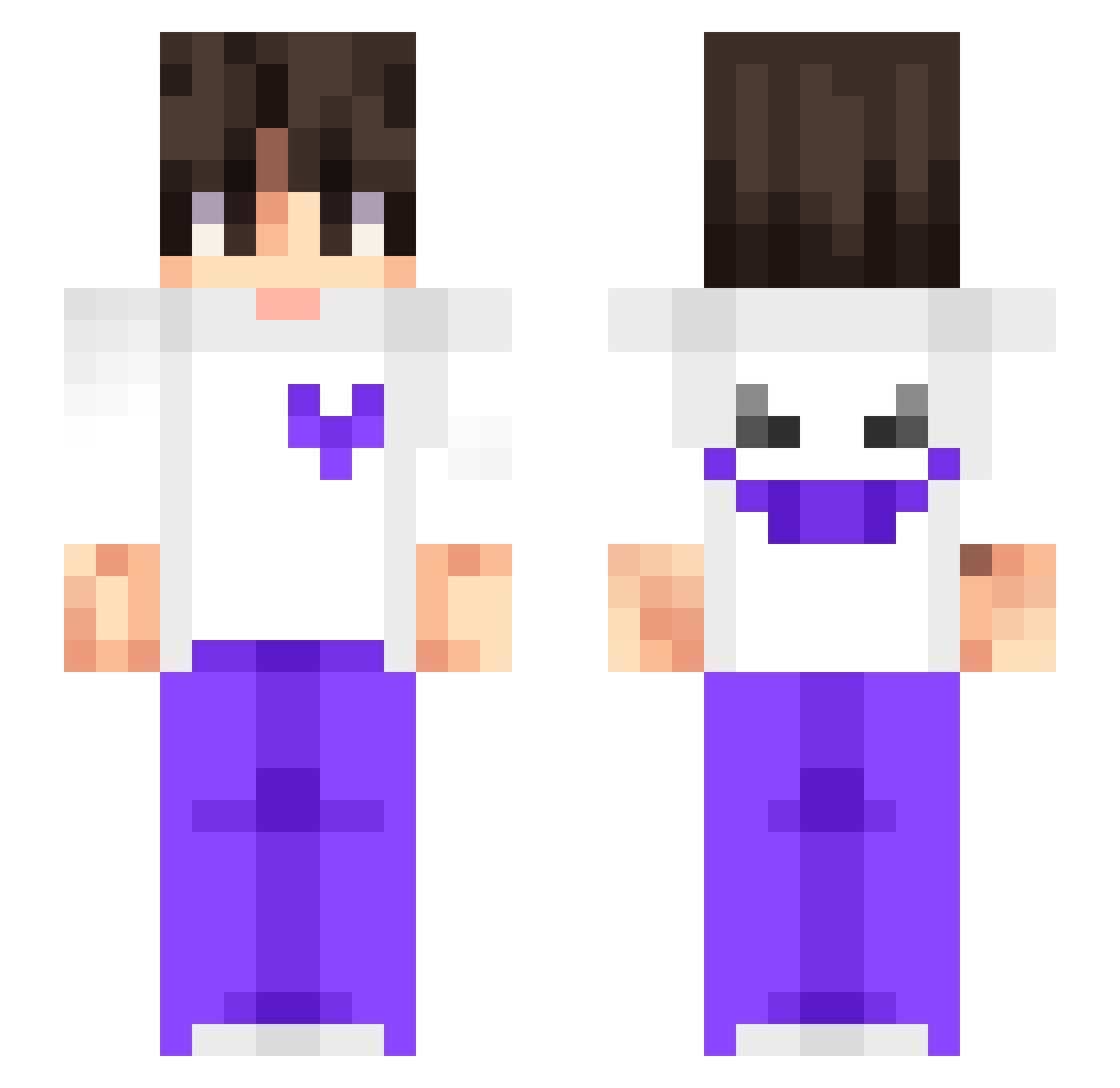 Wh1t3T1g3r Minecraft skin, front and back view