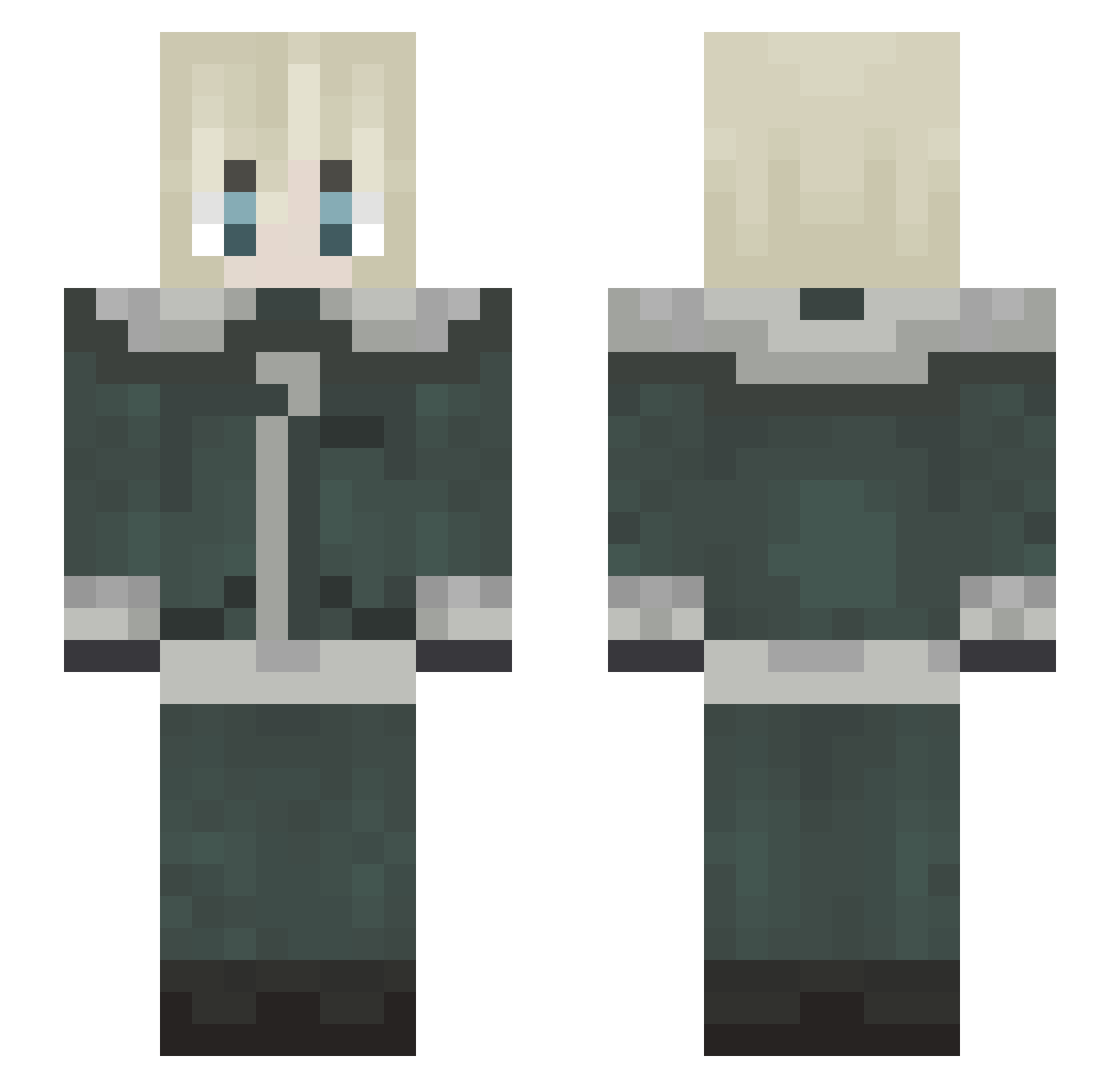 StiggBuff Minecraft skin, front and back view
